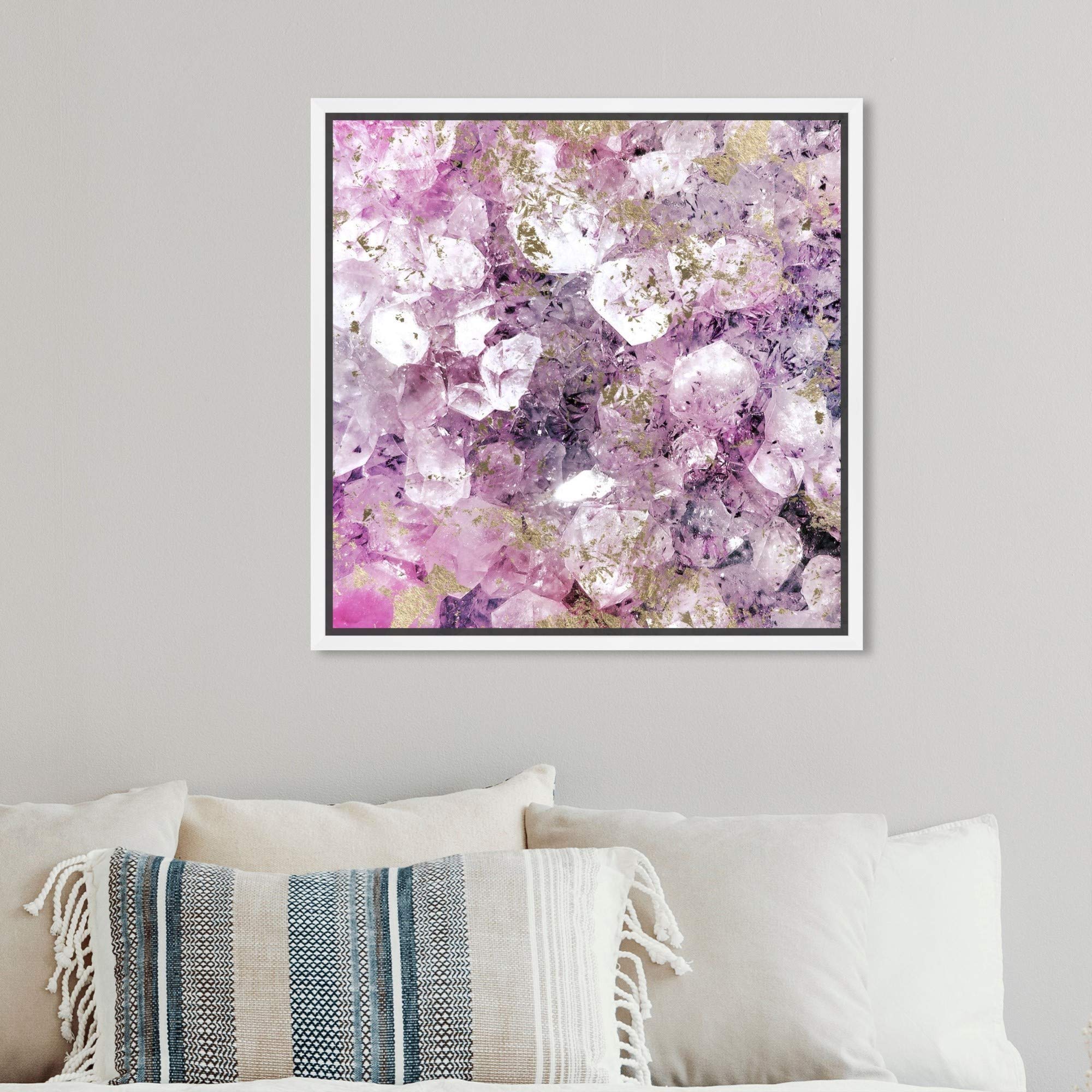 Oliver Gal Abstract Framed Wall Art - 12x12 Inch Purple & Gold Crystal Canvas Print for Romantic Home Decor | Perfect for Living Room, Bedroom & Office