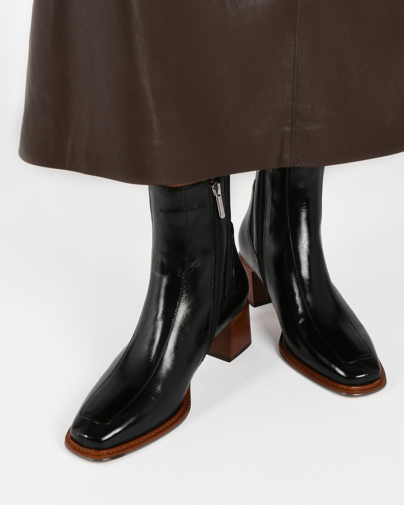 Darla Mid Ankle Boots for Women - Black Leather Booties with Chunky Heel | Comfortable & Stylish for Fall, Winter & Everyday Wear