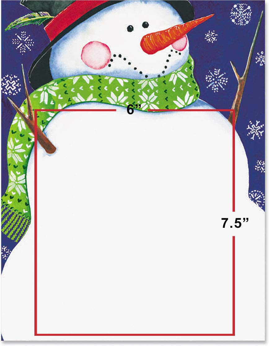 Premium Frosty Snowman Christmas Stationery - 8.5 x 11 Elegant Winter Border Paper & Letterhead, 100 Sheets for Holiday Cards, Invitations & Festive Home Decor | Decorative Printer Paper for Seasonal Greetings & Office Use