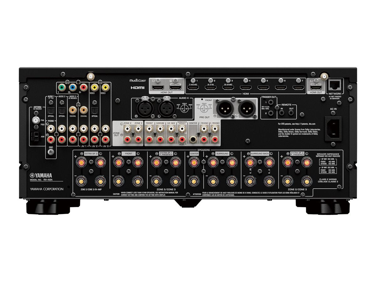 Yamaha RX-A8A 9.2-Channel AV Receiver - Premium Home Theater System with Dolby Atmos & DTS:X - Perfect for Movie Nights & Music Listening