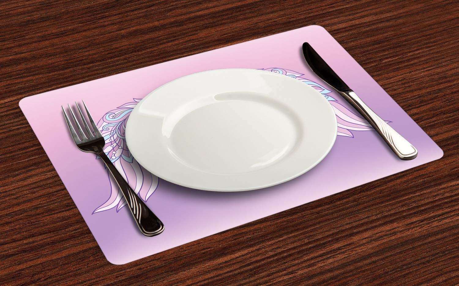 Ambesonne Angel Wings Placemats Set of 4 - Boho Pastel Heart & Feather Wings Design, Washable Fabric Table Mats for Dining, Wedding, Anniversary - Standard Size (Pale Pink & Lavender) | Perfect for Romantic Dinners, Bridal Showers & Home Decor