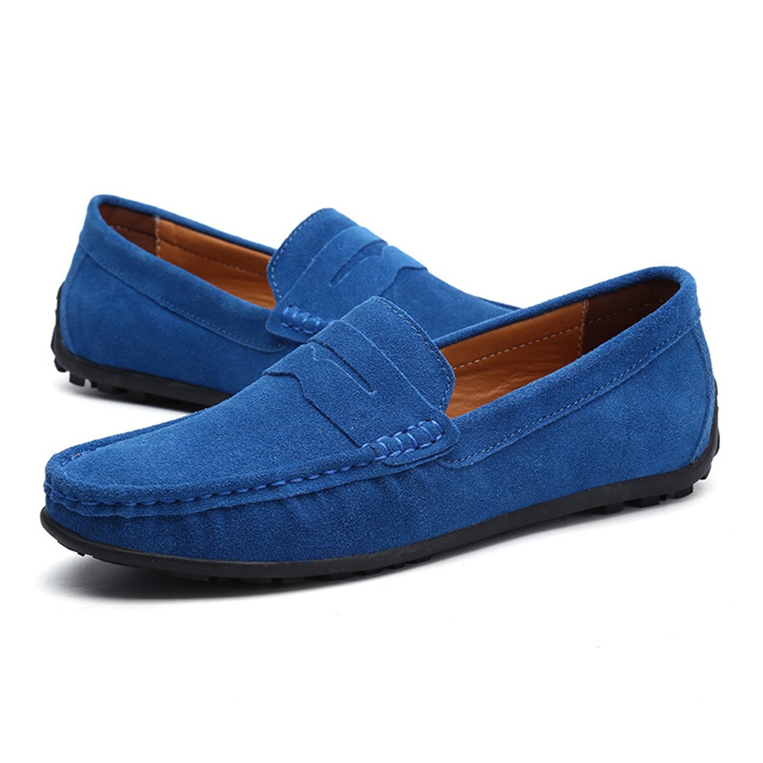Stylish Men's Suede Leather Penny Loafers - Comfortable Slip-On Driving Moccasins & Boat Shoes for Casual Wear, Office & Outdoor Activities