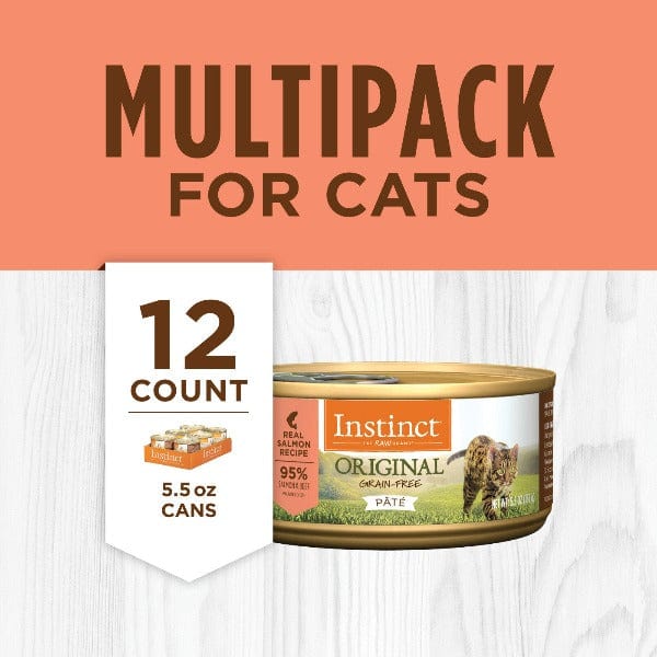 Instinct Original Real Salmon Recipe Canned Cat Food - Grain Free, High Protein Wet Cat Food for Adult Cats - Perfect for Mealtime, Travel & Emergency Kits