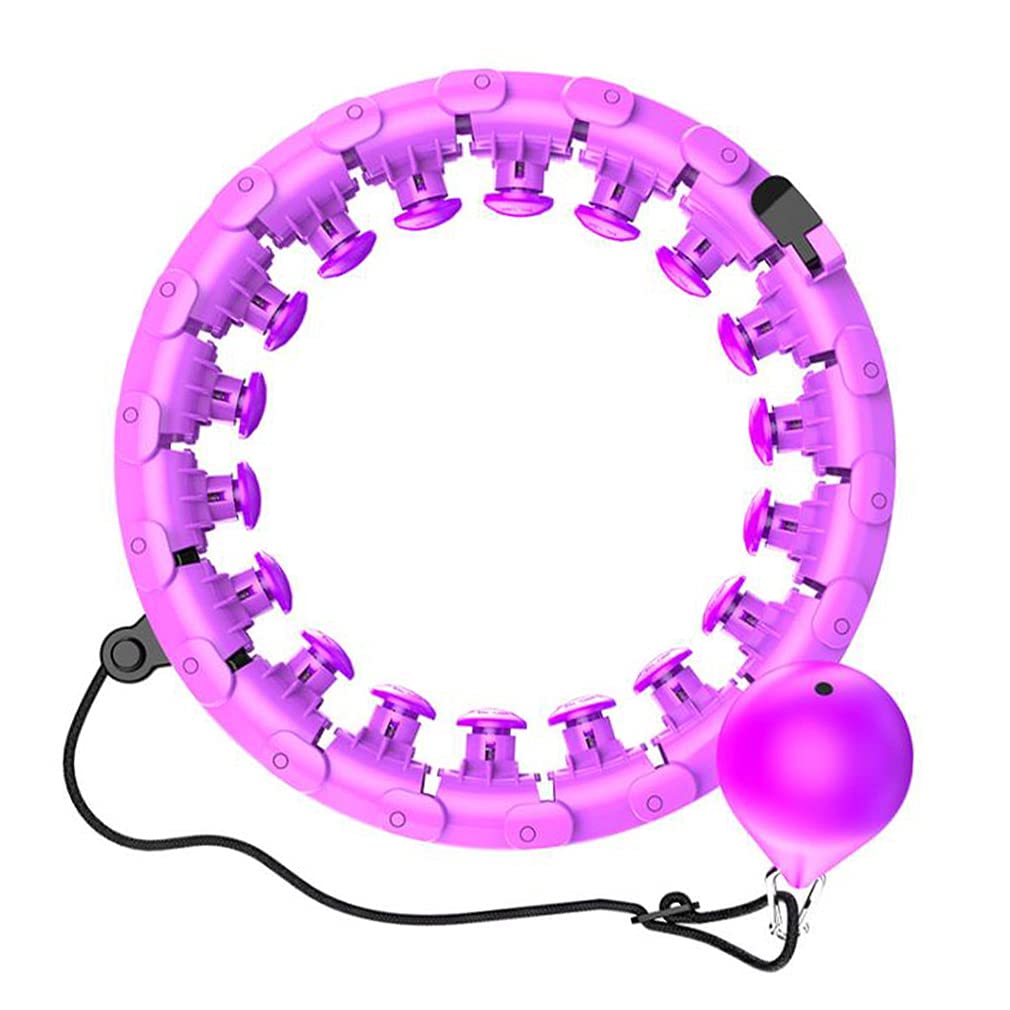 Weighted Hula Hoop for Adults - 2 in 1 Fitness & Massage Exercise Hoop with 24 Detachable Knots, Adjustable Auto-Spinning Ball - Perfect for Weight Loss, Core Workouts & Home Gym Training