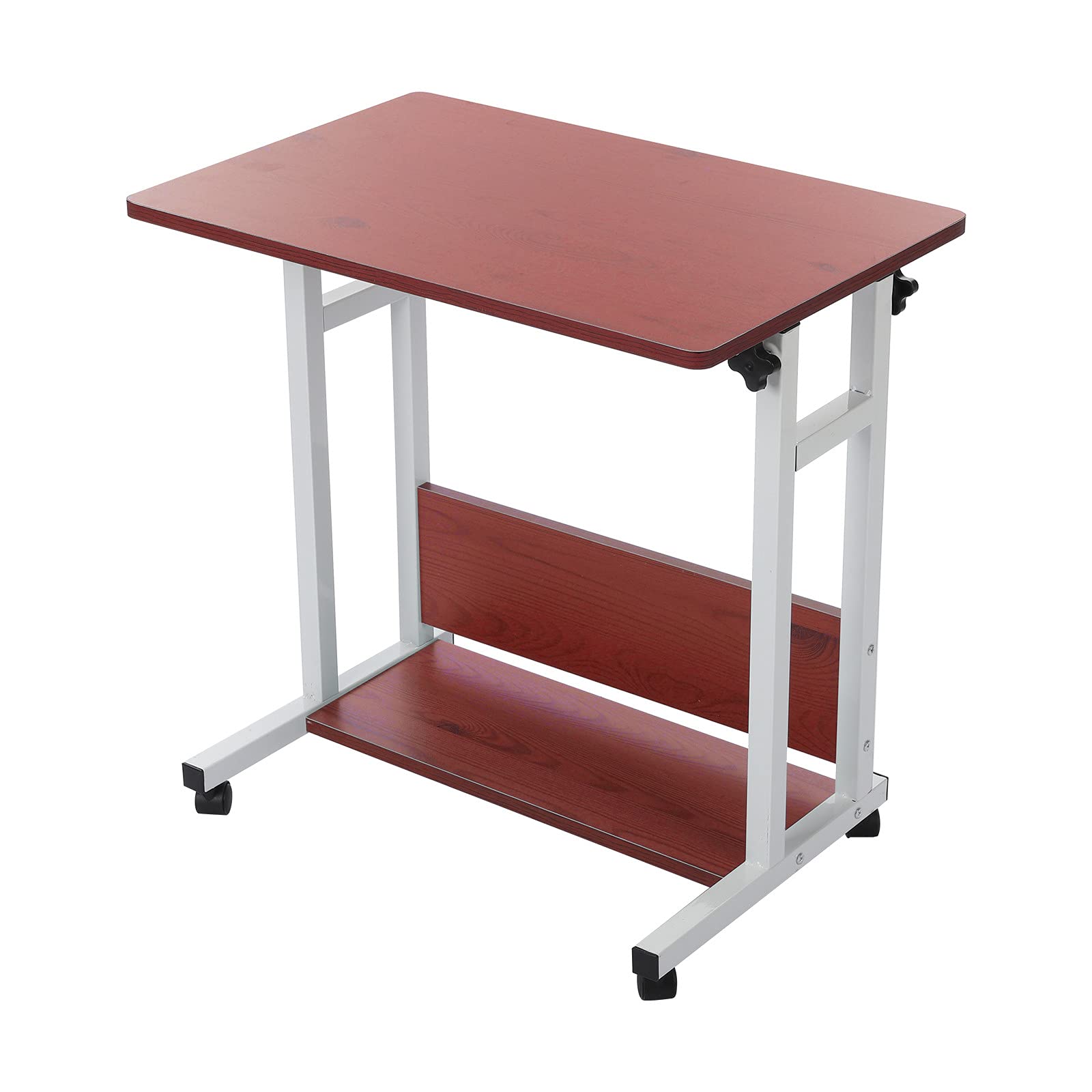 Adjustable Mobile Computer Desk - Home Office & Bedside Workstation (Red) for Small Spaces