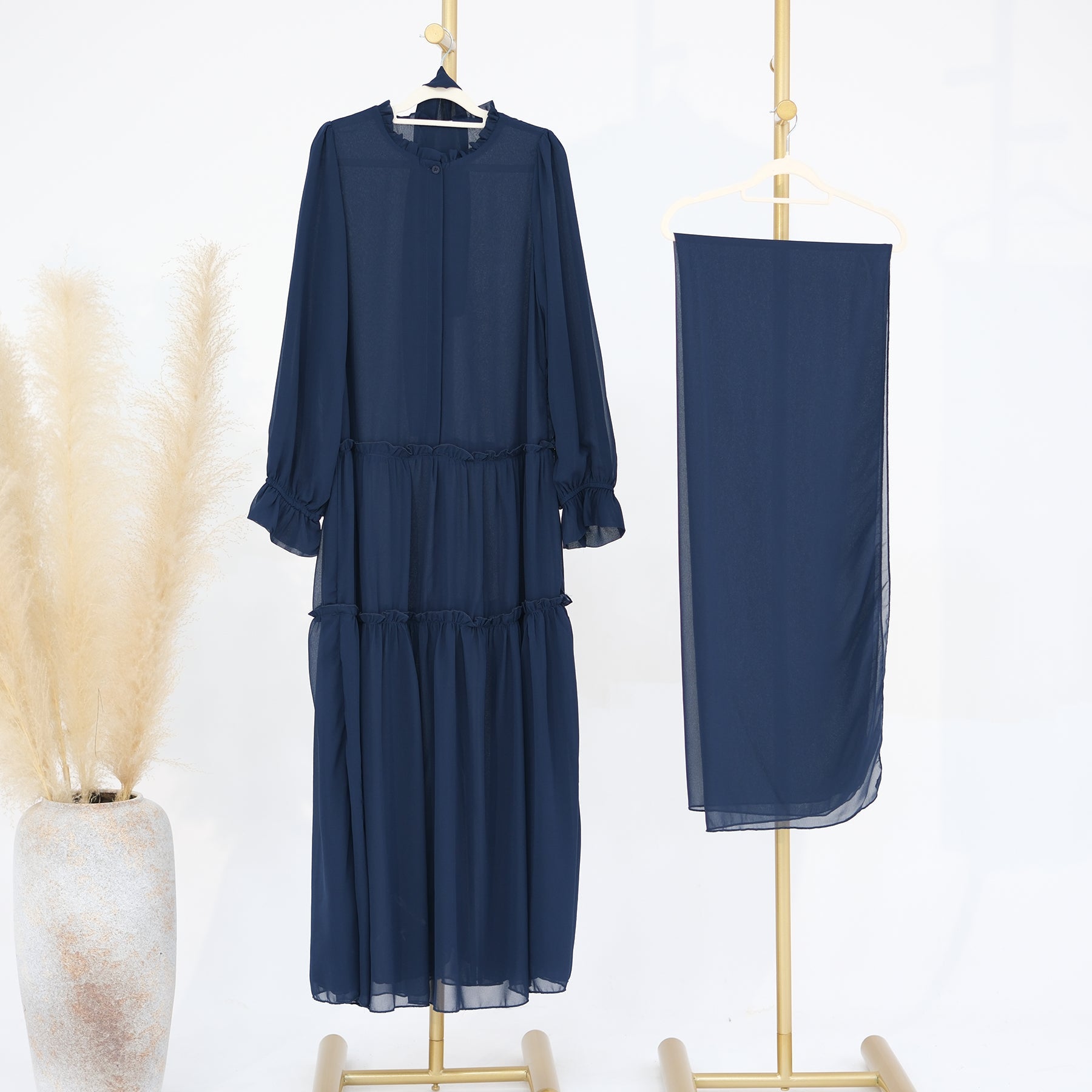 Molly Prairie Chiffon Maxi Dress for Women - Flowy Long Summer Dress in Light Blue | Perfect for Beach Vacations, Weddings & Boho Fashion