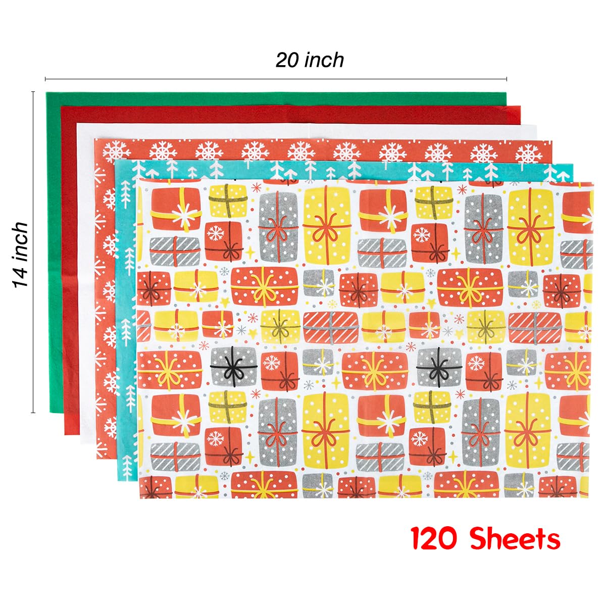 Premium ARTLYMERS Tissue Paper for Gift Wrapping - 120 Sheets (White, Red, Green) - Christmas Gift Packaging, Arts & Crafts, Party Decorations - Perfect for Holiday Presents, DIY Projects, and Home Decor