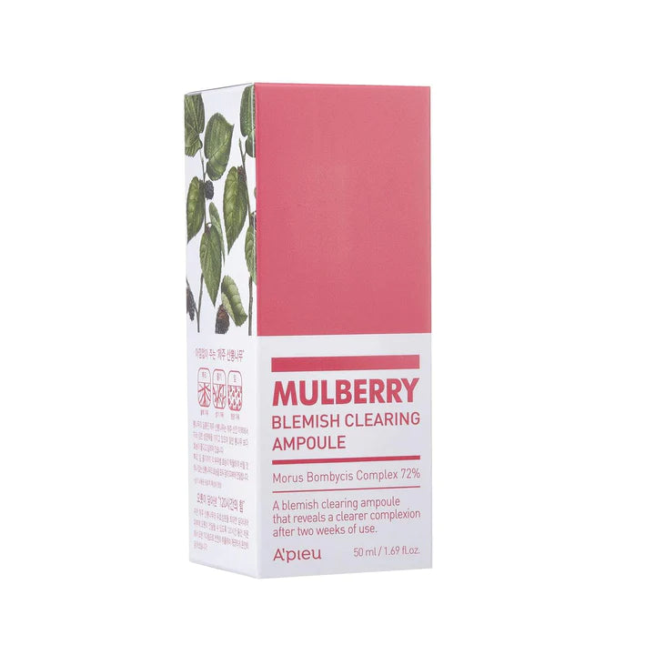 A'PIEU Mulberry Blemish Clearing Ampoule 50ml - Korean Skin Brightening Serum for Acne Scars & Dark Spots - Perfect for Nighttime Skincare Routine & Hyperpigmentation Treatment