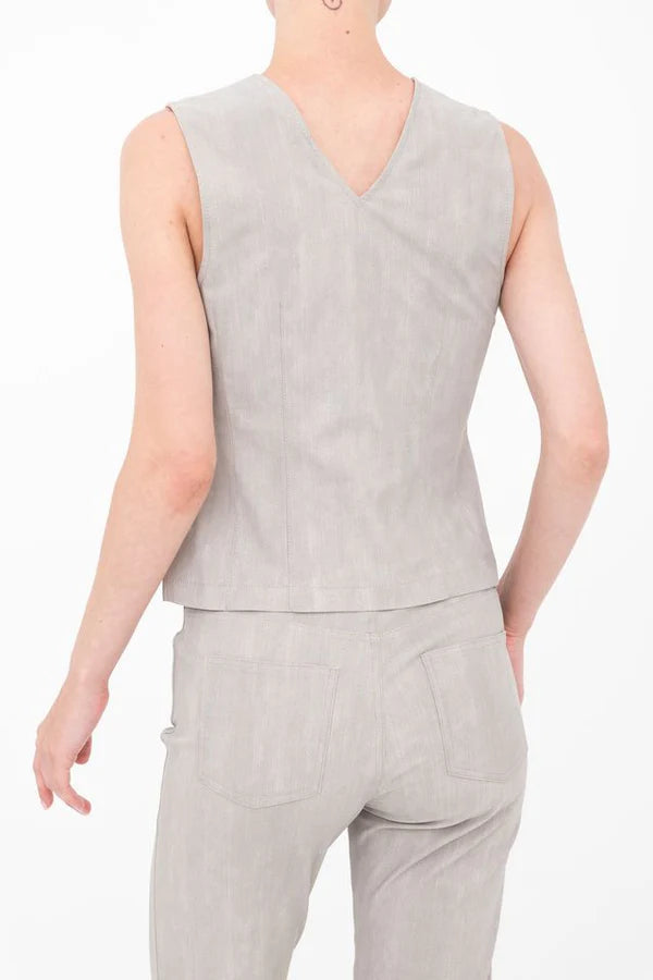 Bailee Double V Neck Jean Tank Top for Women - Ash Grey | Casual Summer Outfit, Layering Essential, Streetwear Fashion