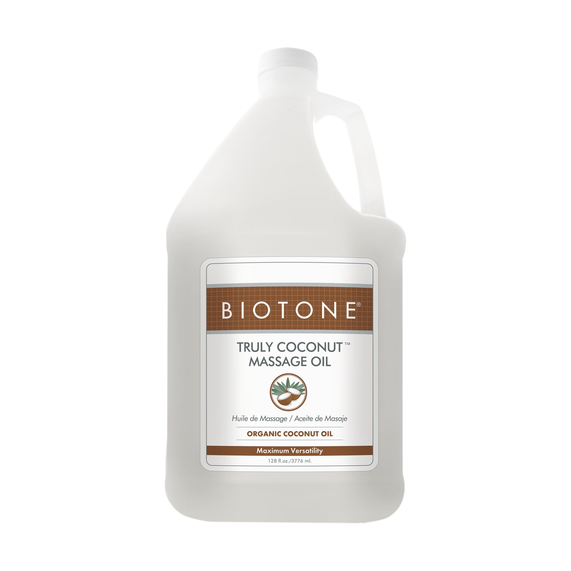 BIOTONE® Truly Coconut Massage Oil - 100% Natural Moisturizing & Relaxing Massage Oil for Body & Skin Care - Perfect for Spa, Aromatherapy & Couples Massage