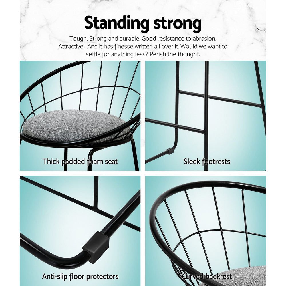 4 Bar Stools with Padded Seat & Metal Frame - Perfect for Kitchen Island, Breakfast Bar & Home Decor