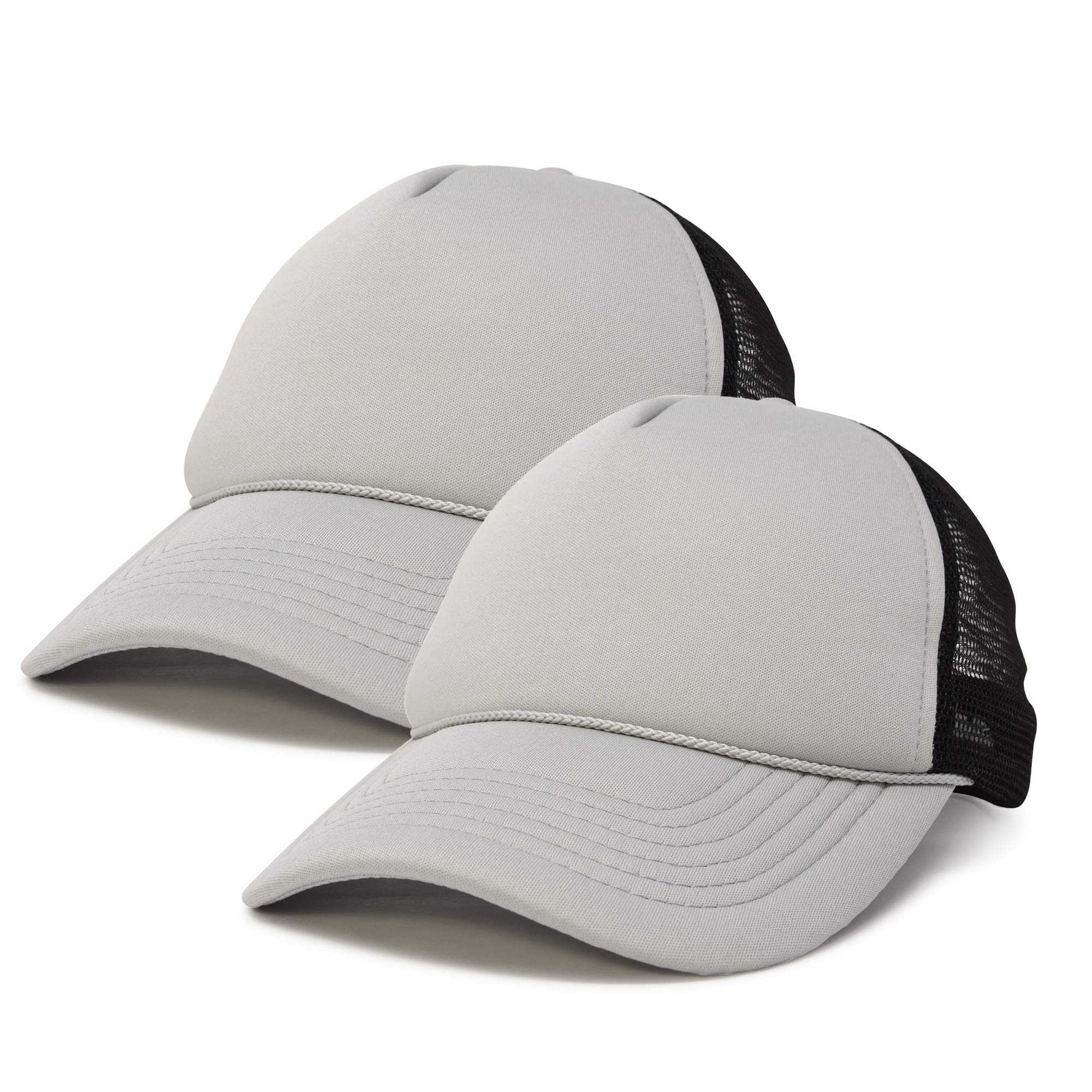 DALIX Two Tone Blank Trucker Hats - 2 Pack Adjustable Snapback Caps for Men & Women - Perfect for Custom Embroidery, Promotions, and Outdoor Activities
