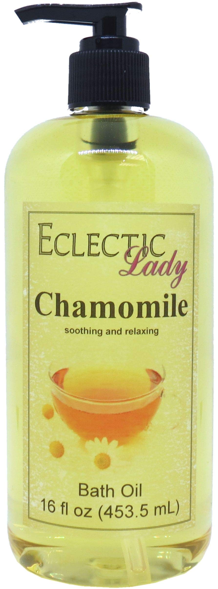 Eclectic Lady Chamomile Scented Bath Oil - Relaxing & Moisturizing Body Oil for Dry, Rough & Sensitive Skin - Daily Nourishing Shower Oil (16 oz) - Perfect for Stress Relief & Skin Hydration After Workout or Before Bedtime