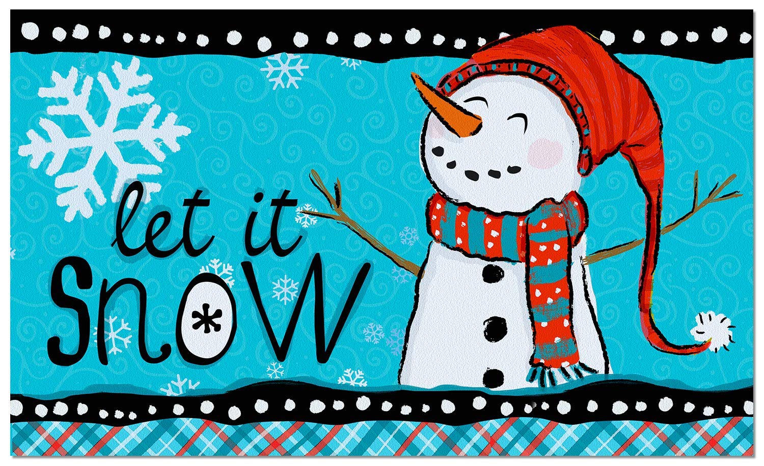 CounterArt Let It Snow Indoor/Outdoor Entryway Floor Mat - Non-Slip Rubber Backing, Easy to Clean, 29.5