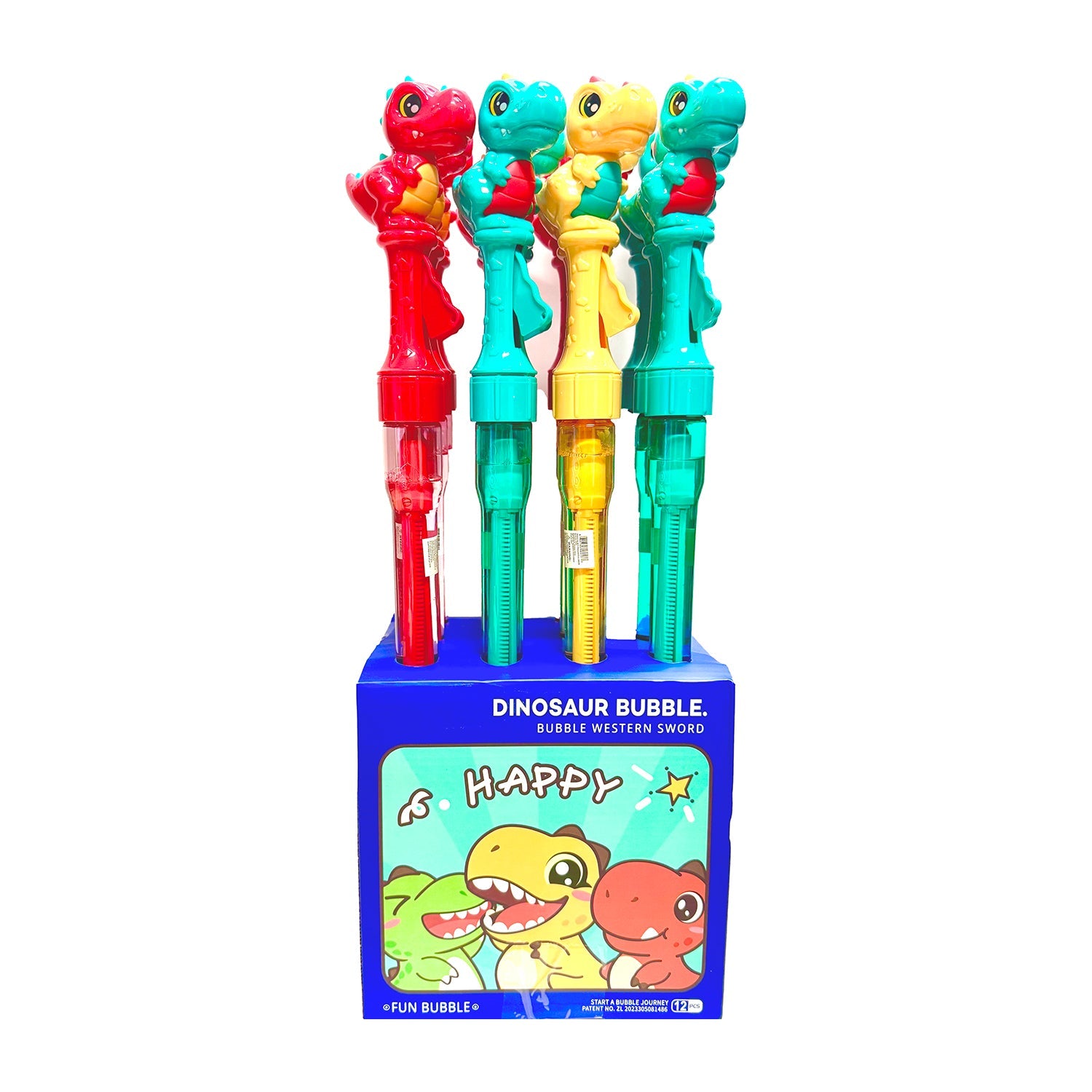 Dinosaur Bubble Stick Wand - 12 Pack | Fun Outdoor Bubble Blowing Toys for Kids, Birthday Parties, and Summer Activities