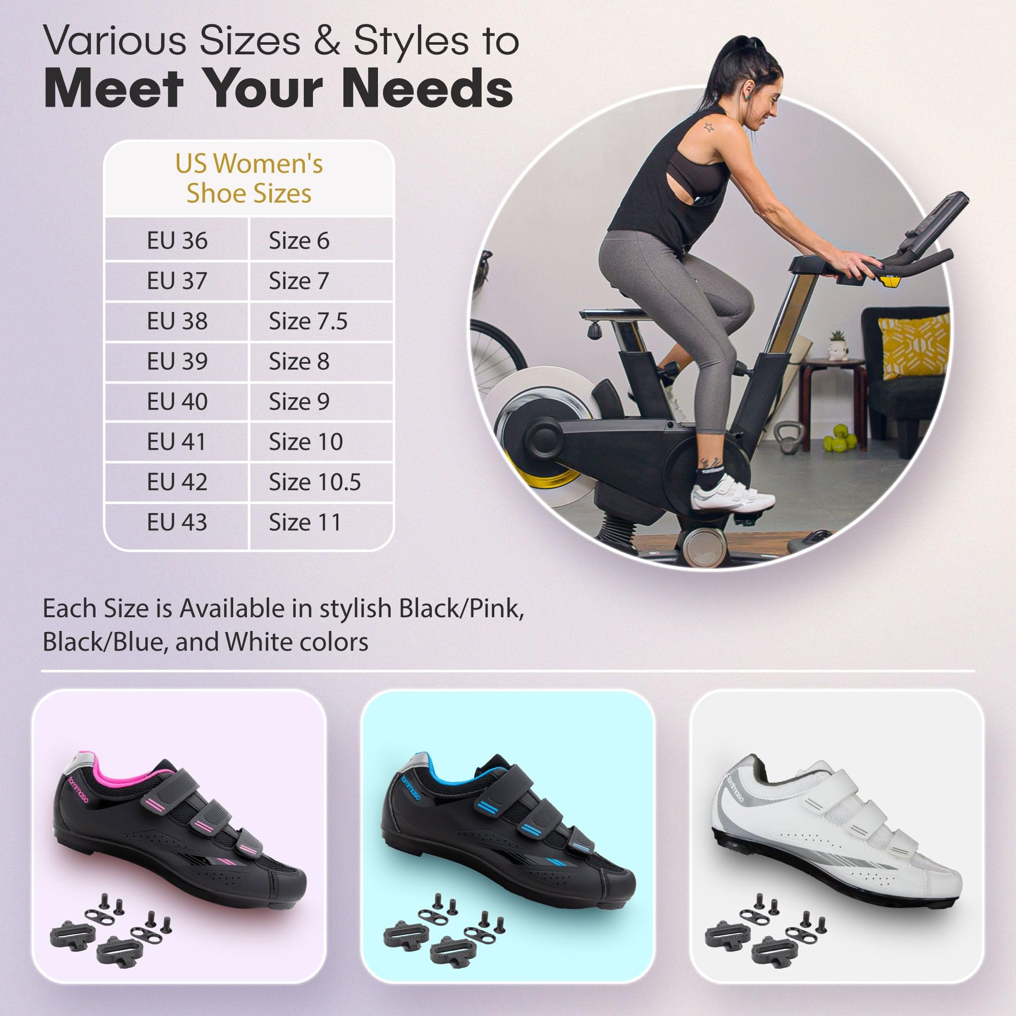 Tommaso Pista Women's Cycling Shoes - SPD & Delta Cleat Compatible for Peloton & Indoor Spin Bikes - Lightweight & Comfortable for Indoor Cycling, Spin Classes & Road Biking