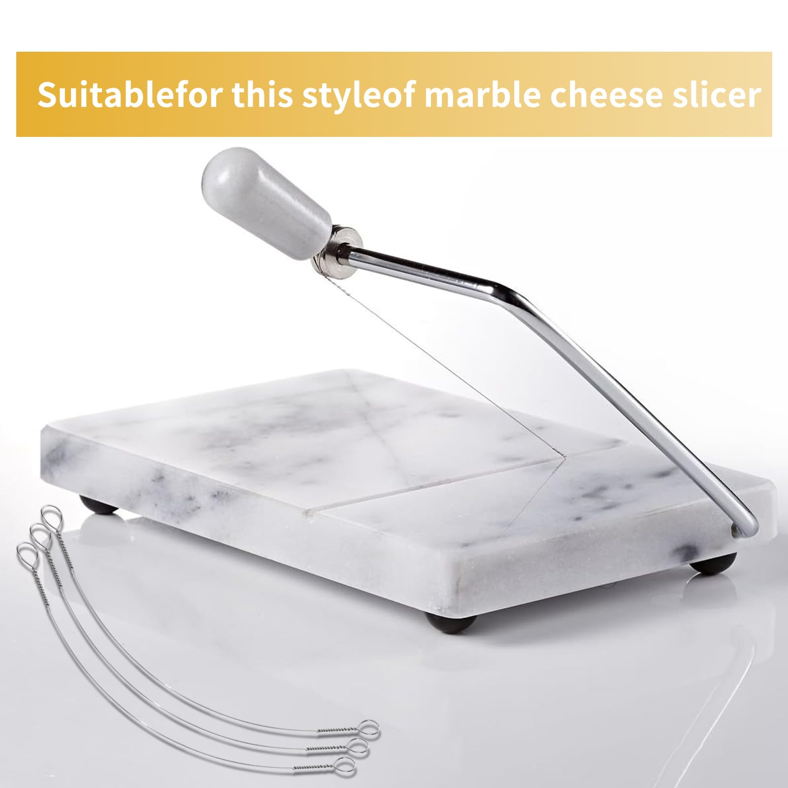 6-Pack Stainless Steel Cheese Slicer Wire Replacement (5.7 Inches) - Compatible with Marble Cheese Boards, Perfect for Cutting Block Cheeses & Butter - Durable Kitchen Tool for Charcuterie, Party Platters & Gourmet Food Preparation