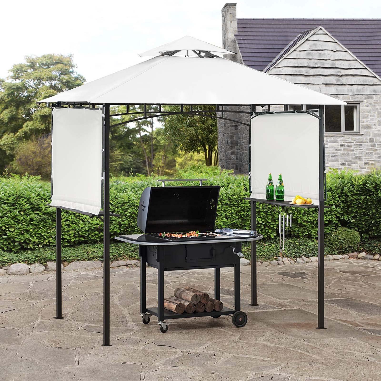 KeLei 12x4.3Ft Steel Double Tiered BBQ Grill Gazebo with Bar Counter - Outdoor Patio Umbrella for Backyard, Garden, Deck & Lawn | Perfect for Summer Cookouts, Poolside Lounging & Outdoor Entertaining