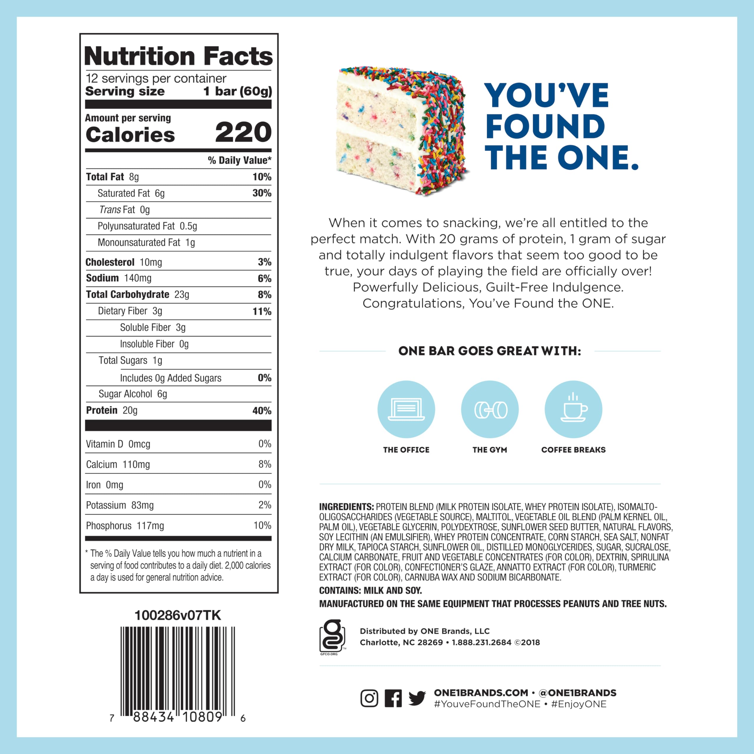 ONE Protein Bars Variety Pack - 12 Gluten Free Protein Bars with 20g Protein & 1g Sugar | Low Carb, Keto Friendly Snacks for Workout Recovery, Weight Loss & On-the-Go Nutrition (2.12 oz Each)