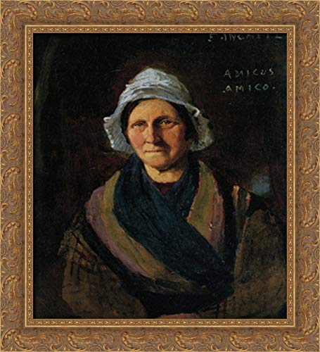 20x22 Gold Ornate Wood Framed Canvas Art Print by Jean Baptiste Camille Corot - Femme De Chambre - French Landscape Painting - Perfect for Living Room, Bedroom & Office Decor