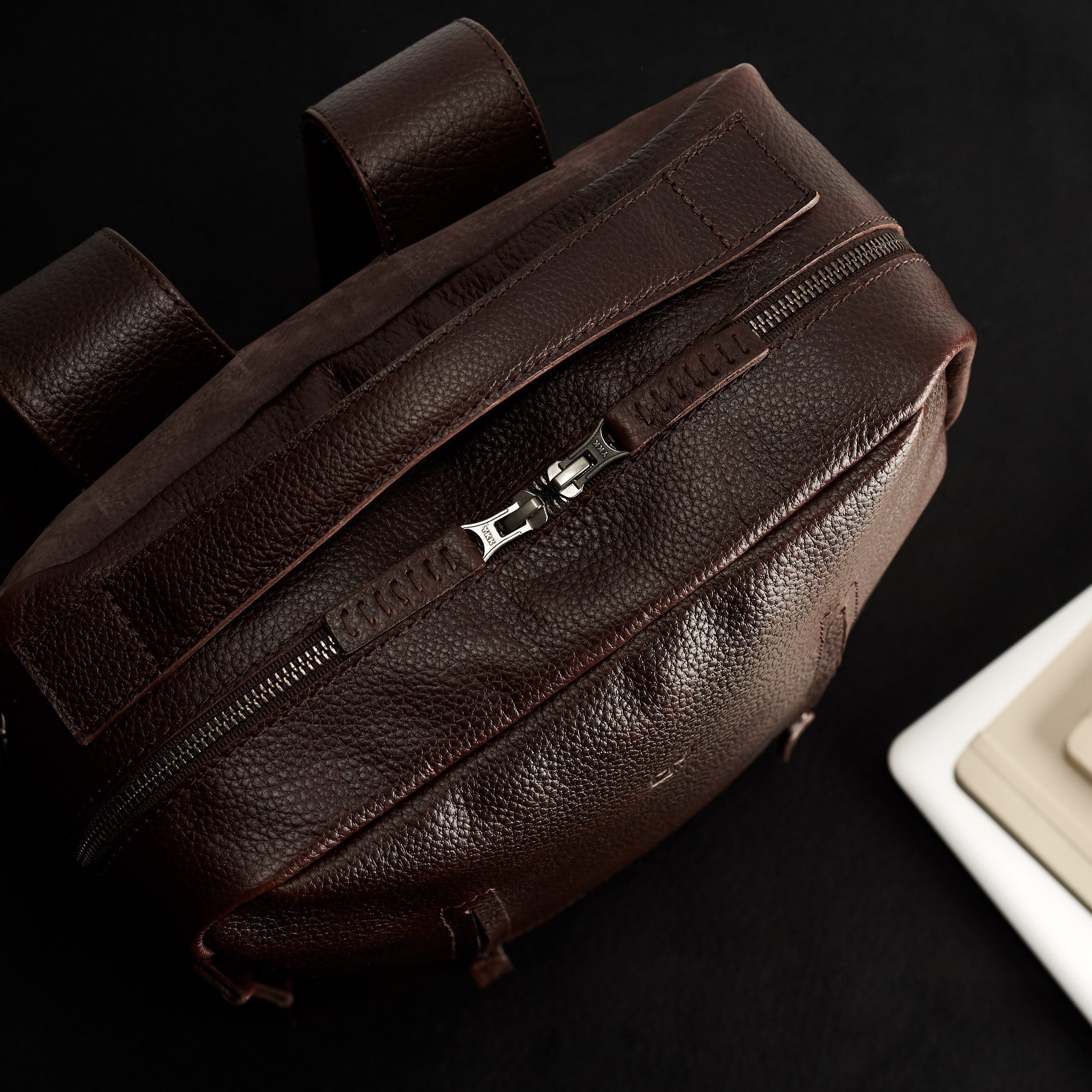 Stylish Dark Brown Laptop Backpack for Men - Handmade Minimalist Travel Rucksack, Durable Work & Urban Commuter Bag with Laptop Compartment - Perfect for Business Travel, College Campus & Daily City Use