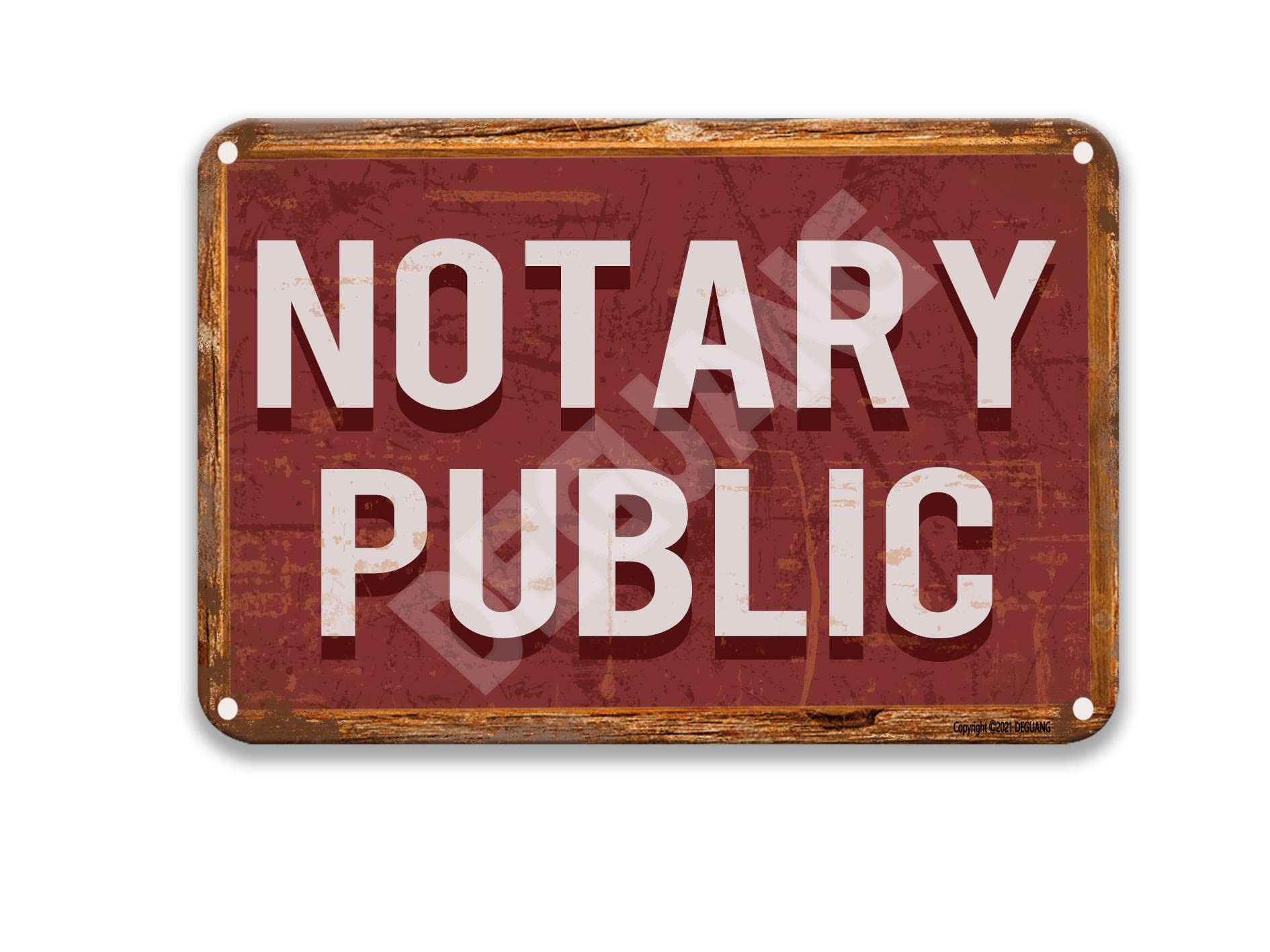 Vintage Metal Warning Sign - 8x12 Inch Notary Public & Safety Notice Sign for Kitchen, Garden & Home Wall Decor | Rustic Tin Sign for Office, Cafe & Retro Themed Spaces