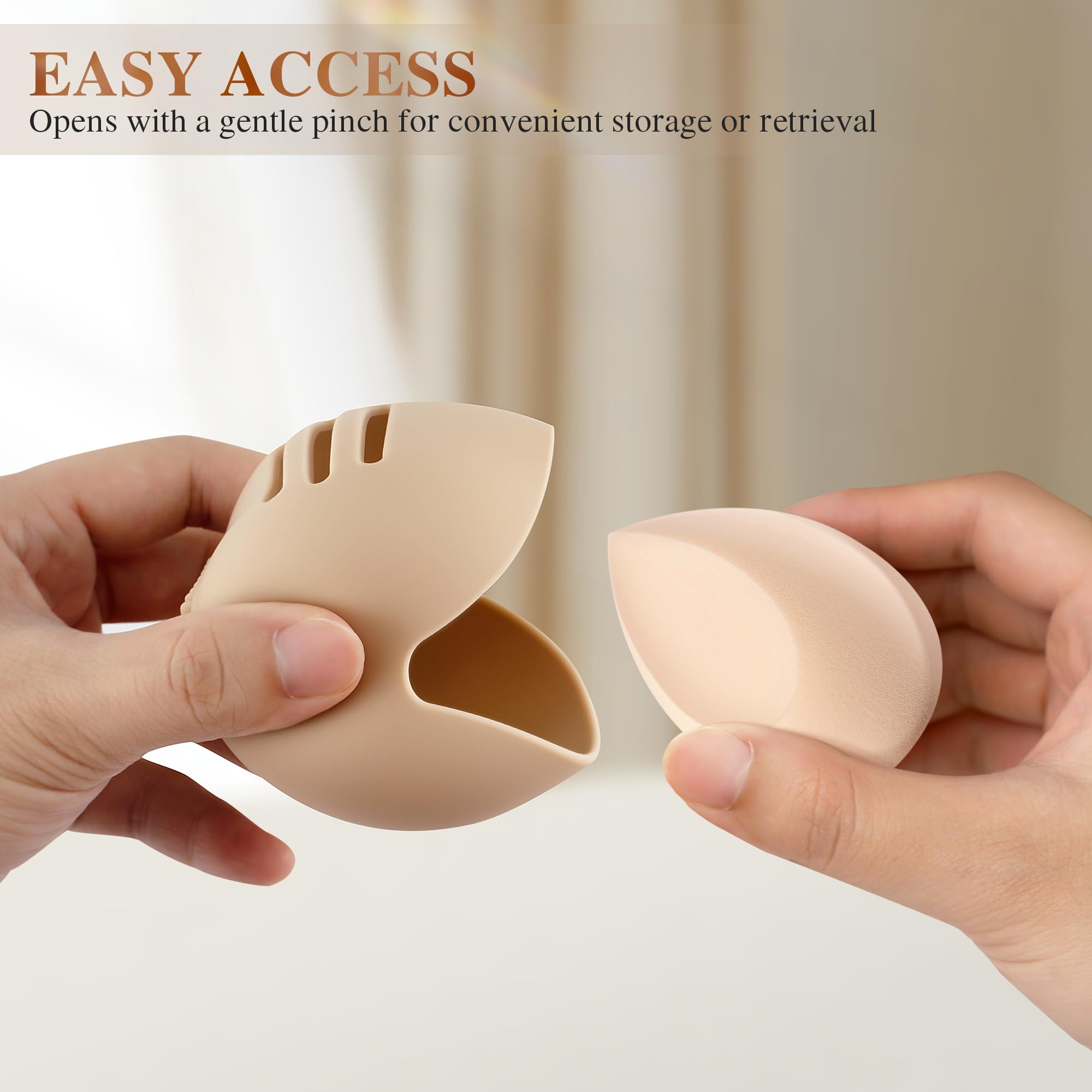 Silicone Makeup Brush Holder & Travel Cosmetic Bag - Large Beauty Blender Case for Women | Portable Makeup Organizer for Travel, Home & Professional Use | Khaki