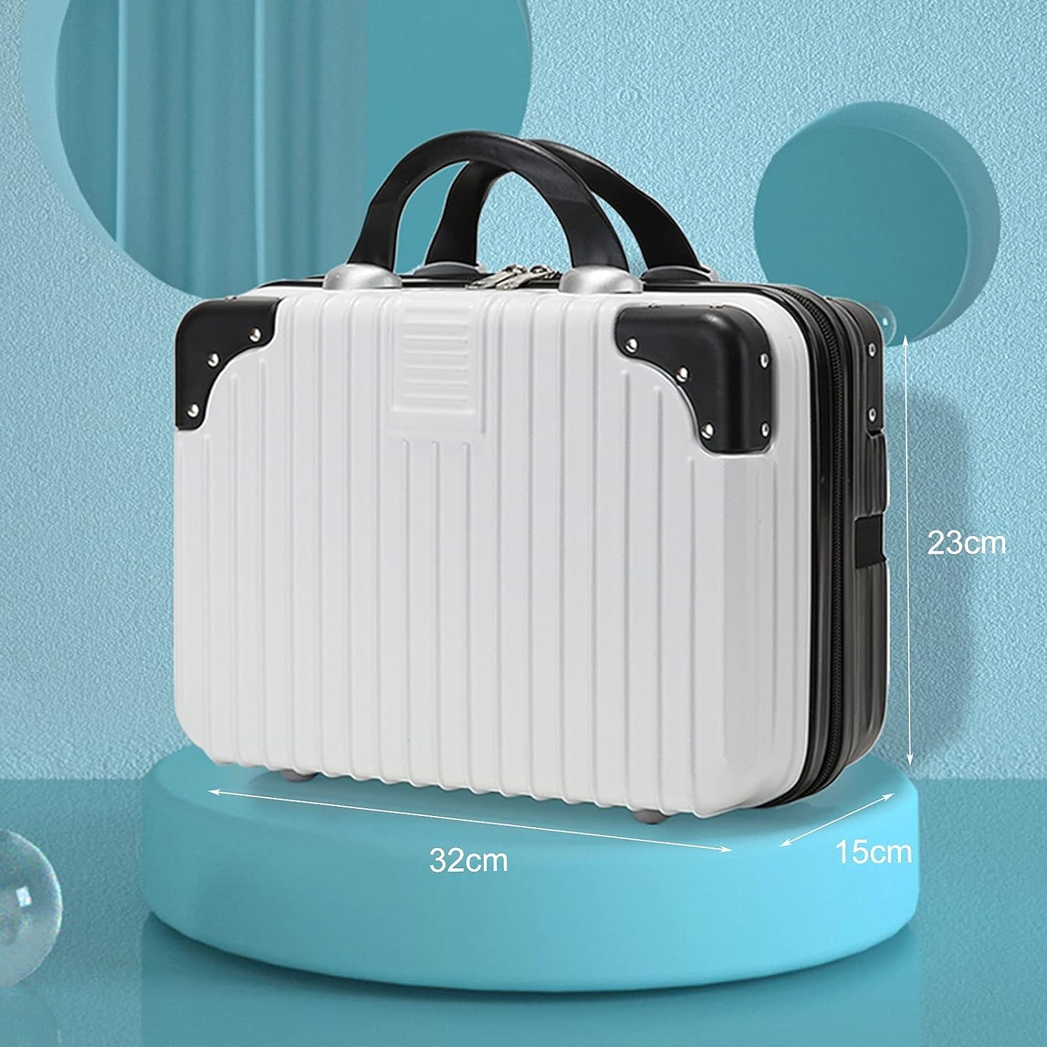 Brikipth 14 Inch Small Suitcase - Lightweight Hand Carry Travel Luggage for Women, Waterproof Cosmetic Storage Bag, Cute Mini Travel Case (Black-White) - Perfect for Weekend Trips, Airplane Carry-On & Business Travel