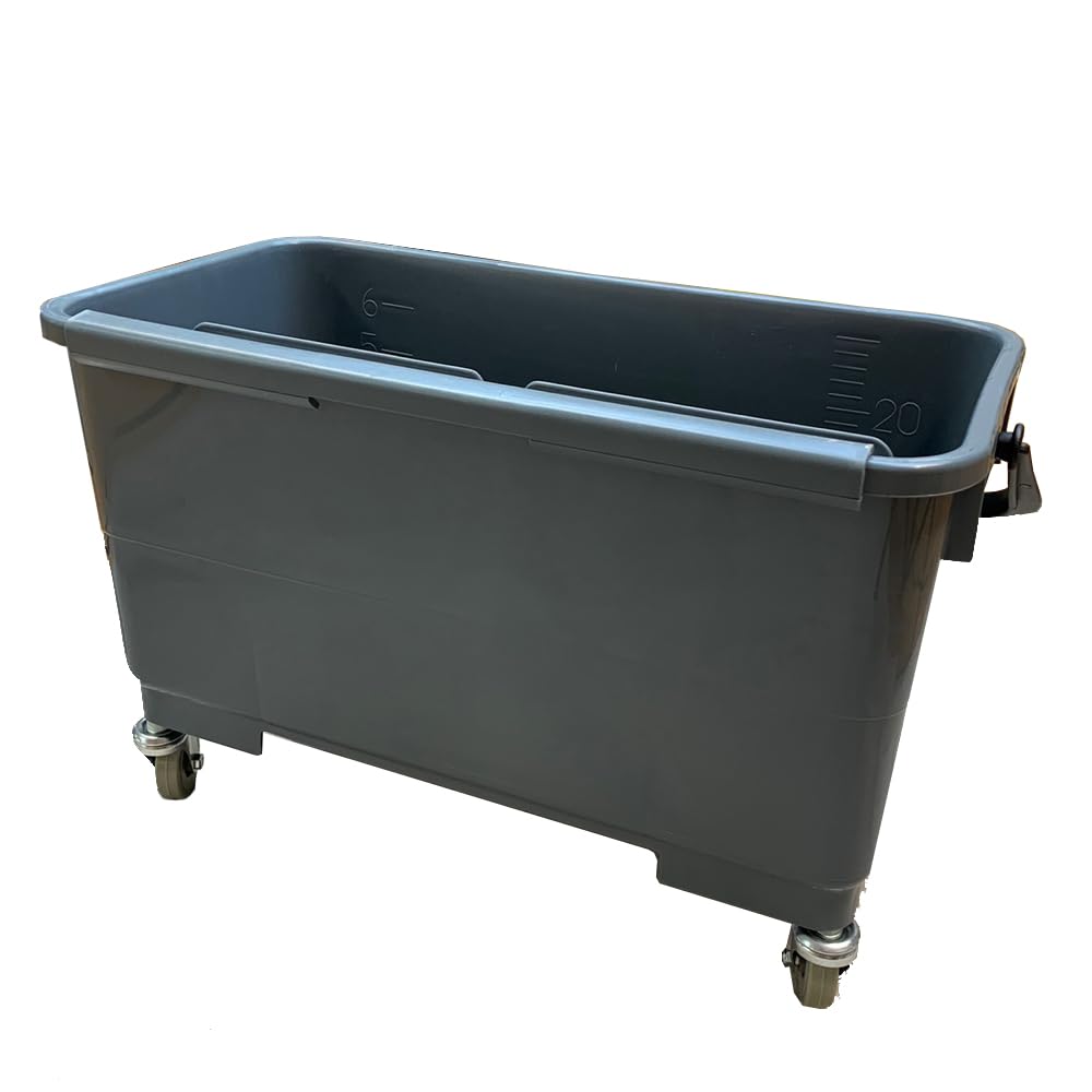 30L Commercial Microfiber Window Cleaning Bucket with Flat Mop - Heavy Duty Gray Mop Bucket for Floor Cleaning, Home & Office Use
