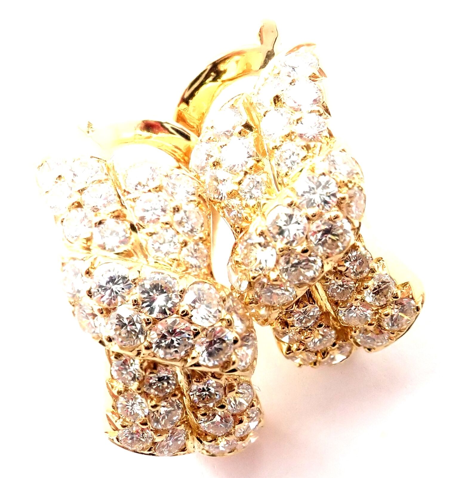 Authentic Van Cleef & Arpels 18k Yellow Gold Diamond Bow Earrings - Luxury Jewelry for Women - Perfect for Weddings, Parties & Special Occasions
