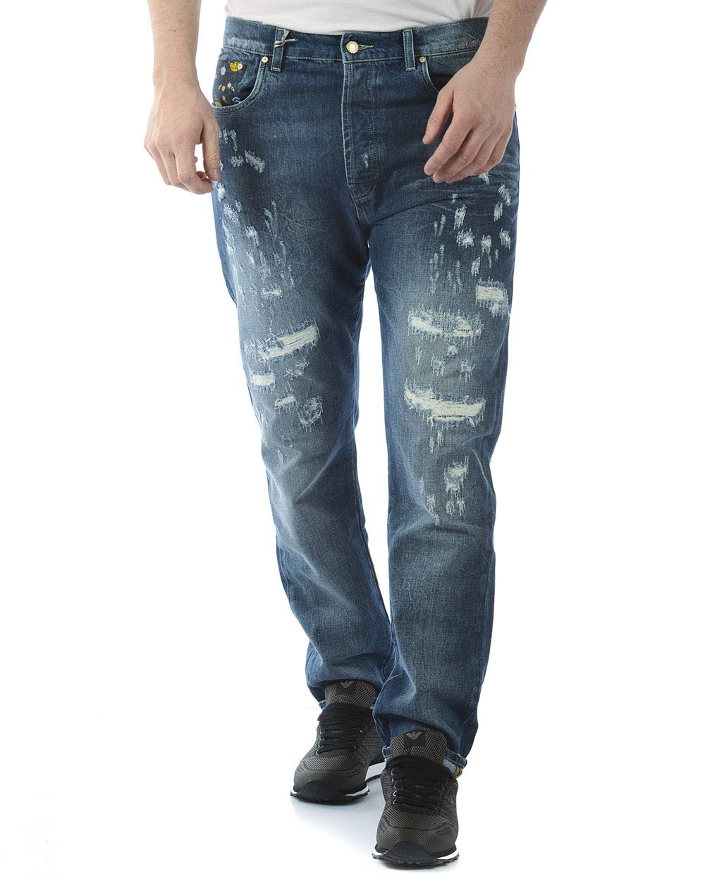 DANIELE ALESSANDRINI Men's Slim Fit Stretch Denim Jeans PJ5612L3723731 - Comfortable Casual Pants for Everyday Wear, Office & Weekend Outings
