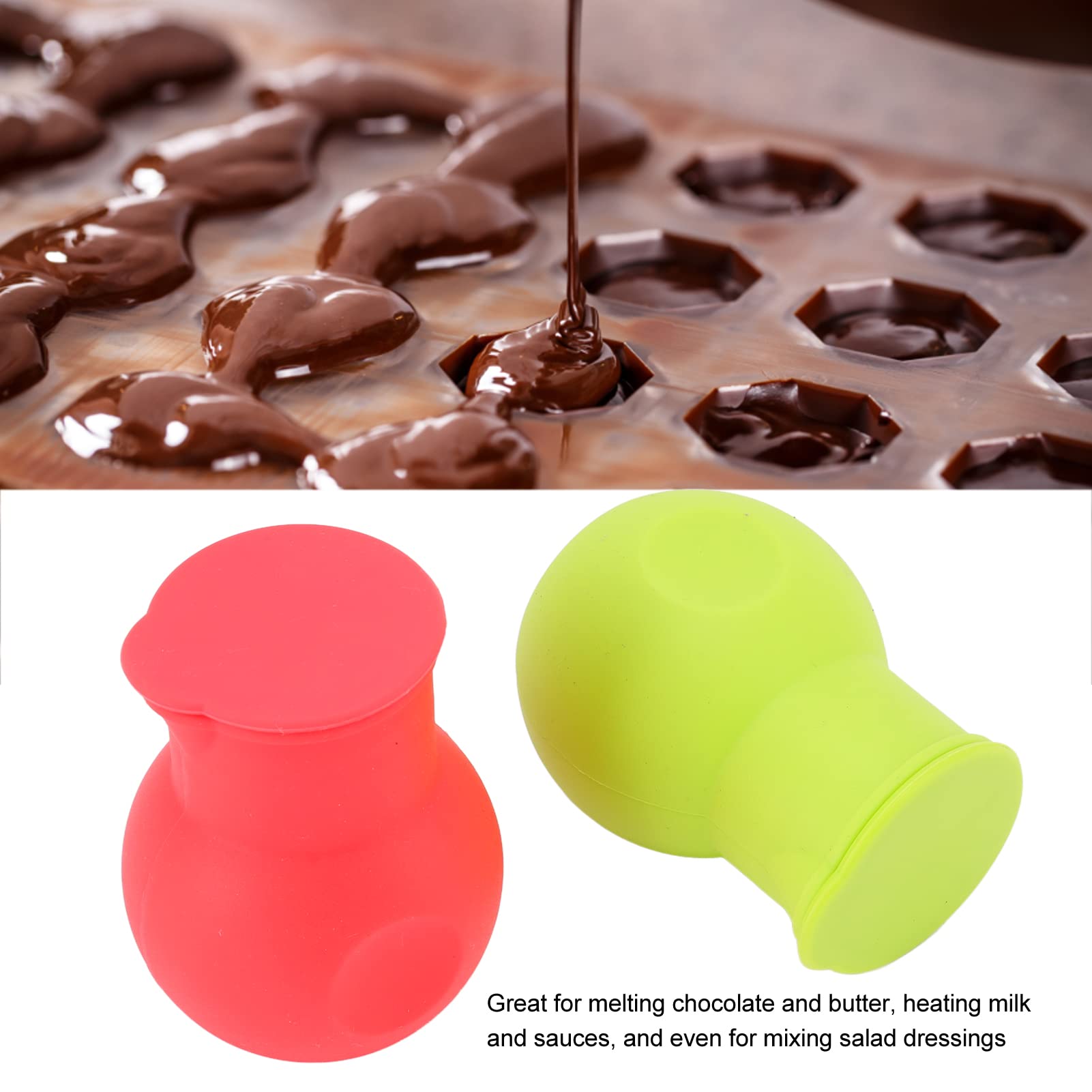 2-Piece Silicone Chocolate Melting Pot Set - Non-Stick Candy, Butter, Cheese, Sauce & Caramel Melter with Molds - Perfect for Baking, Candy Making & DIY Desserts at Home