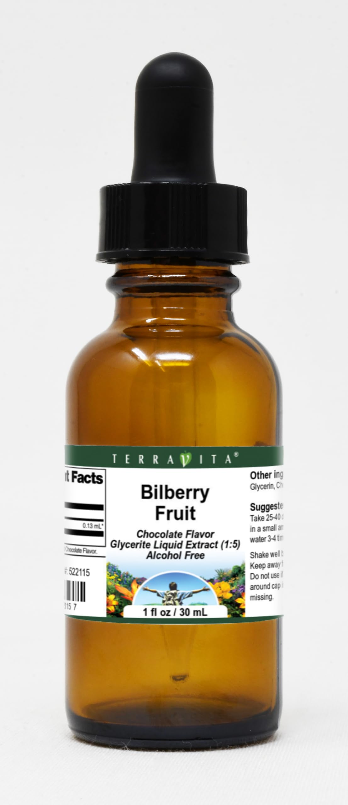 Organic Bilberry Fruit Glycerite Liquid Extract (1:5) - Natural Chocolate Flavor - 1oz Bottle (3-Pack) - Herbal Supplement for Eye Health & Antioxidant Support - Perfect for Smoothies, Teas & Wellness Routines