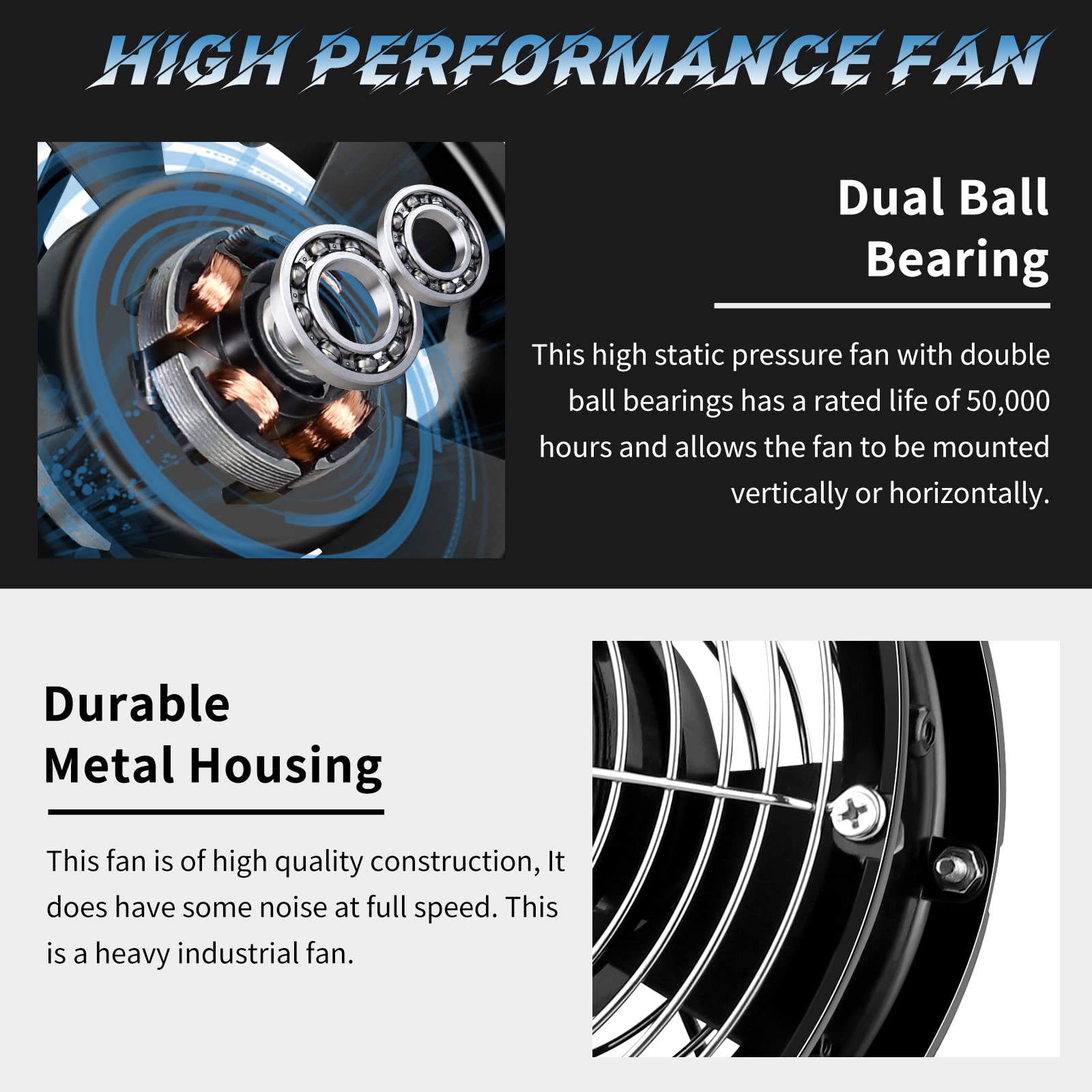 172mm High Speed Axial Muffin Fan with Switch - 110V/120V Cooling Fan for DIY Ventilation, Exhaust & Cooling Projects - Perfect for Chicken Coops, Crawl Spaces, Industrial Use, Doorways & Server Rooms