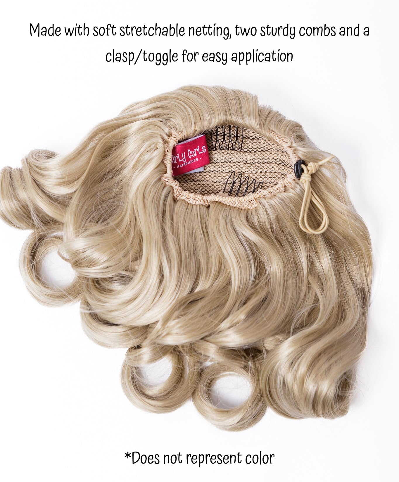Cheerleader Curly Hairpiece for Cheerleading & Dance - Rose Gold Wig for Pom Poms, Pep Rallies & Performances