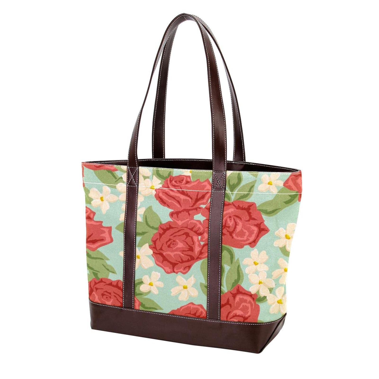 Stylish Flamingo Print Tote Bag - Large Leather & Canvas Shoulder Purse for Women - Perfect for Work, Travel & Shopping