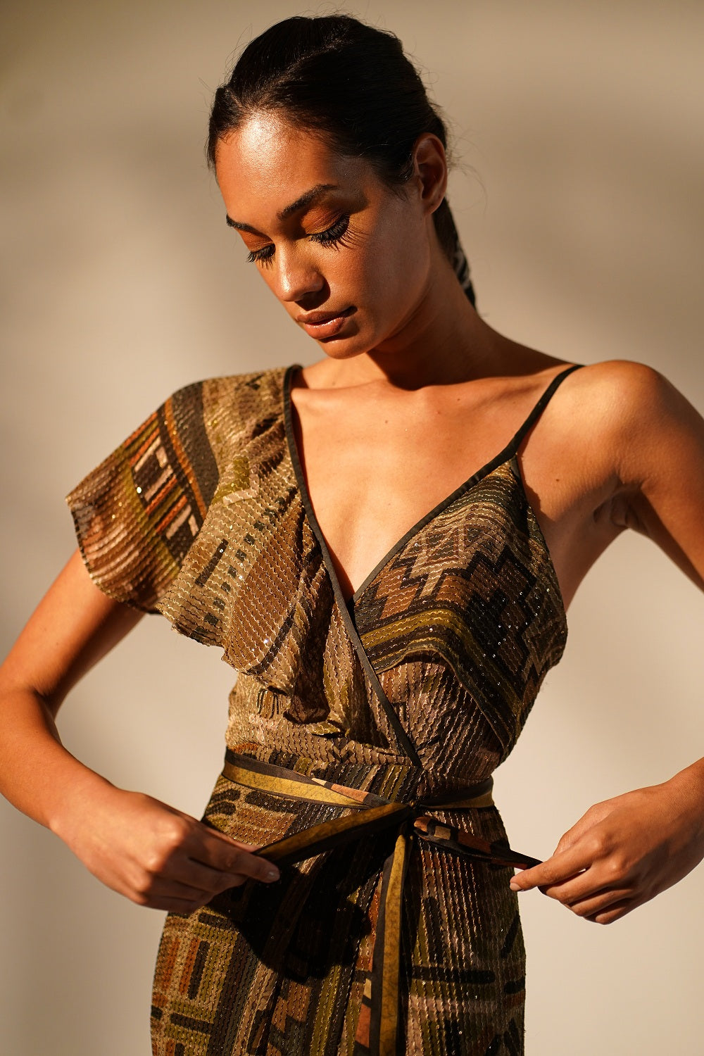 Stylish Green Aztec Print Drape Dress for Women | Boho Chic Maxi Dress | Perfect for Festivals, Vacations & Summer Outfits