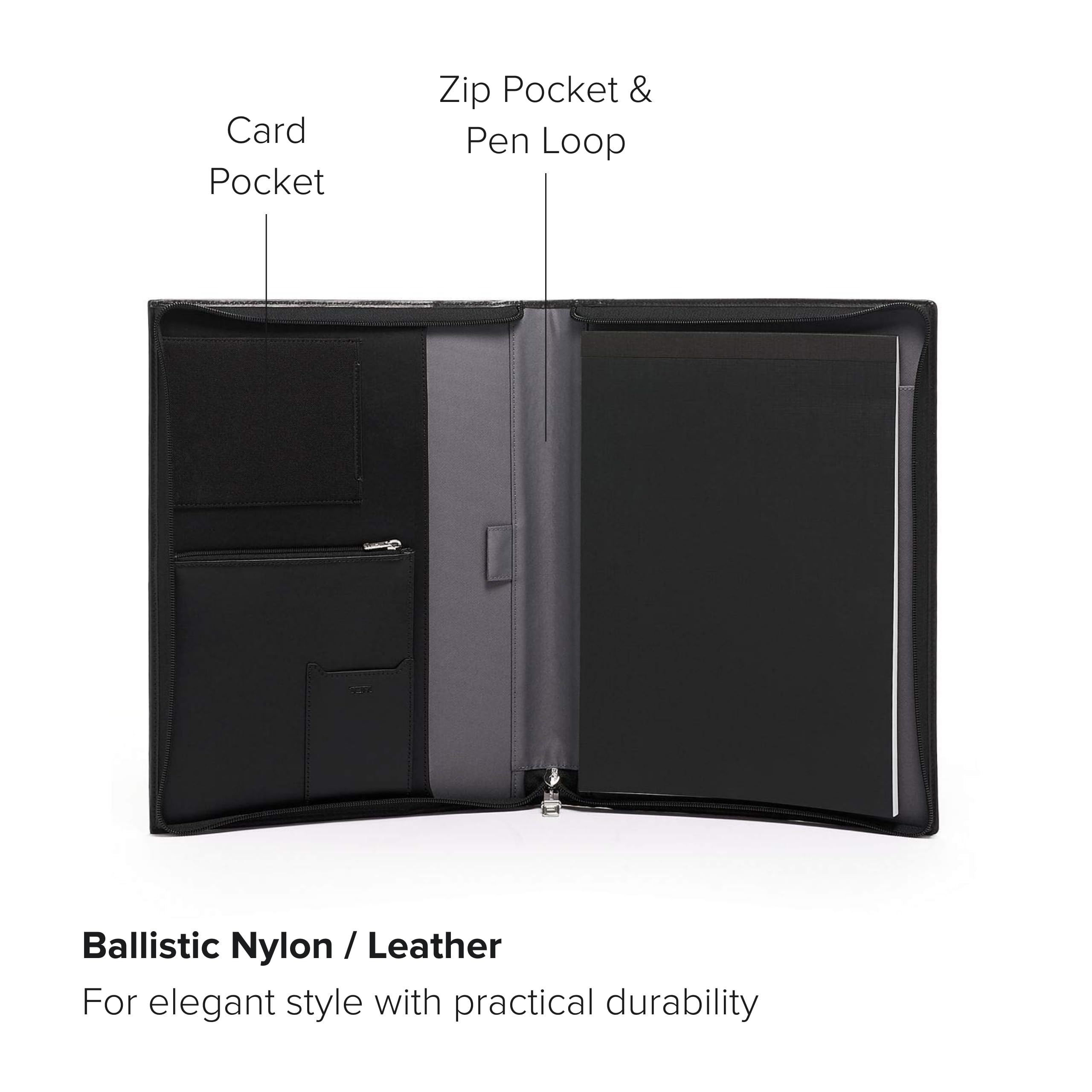 TUMI Alpha Zip-Around Letter Pad - Premium Ballistic Nylon Notebook Organizer - 13.3