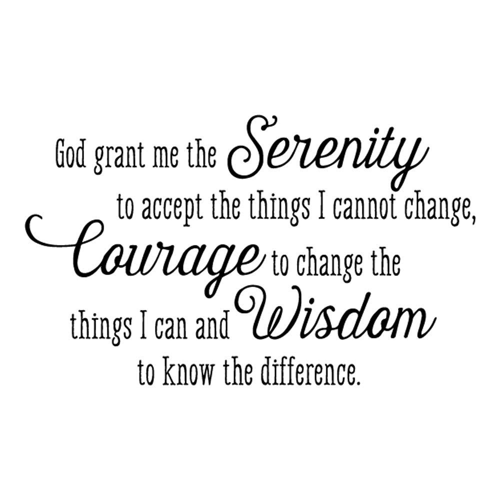 God Grant Me Serenity Vinyl Wall Decal - Bible Scripture Inspirational Quote Prayer Wall Art - Religious Home Decor for Bedroom, Living Room & Office