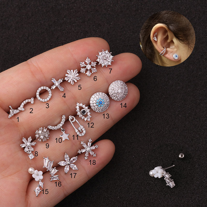 20G Safety Pin Cartilage Forward Helix Stud Earrings - Surgical Steel Body Jewelry for Tragus, Helix, and Ear Piercings | Perfect for Everyday Wear and Alternative Fashion Styles | HSPJ19119