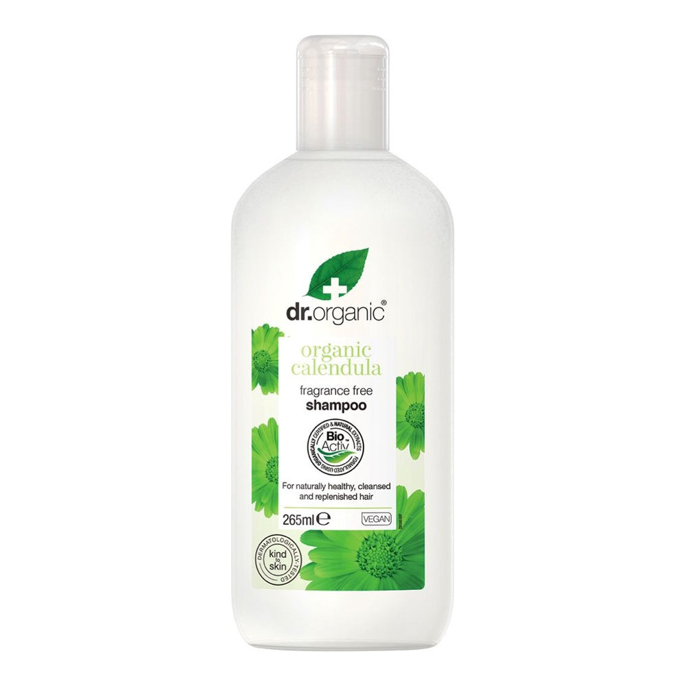 DR ORGANIC Fragrance Free Shampoo with Organic Calendula - 265ml for Sensitive Scalp & Dry Hair - Gentle Daily Cleansing for All Hair Types