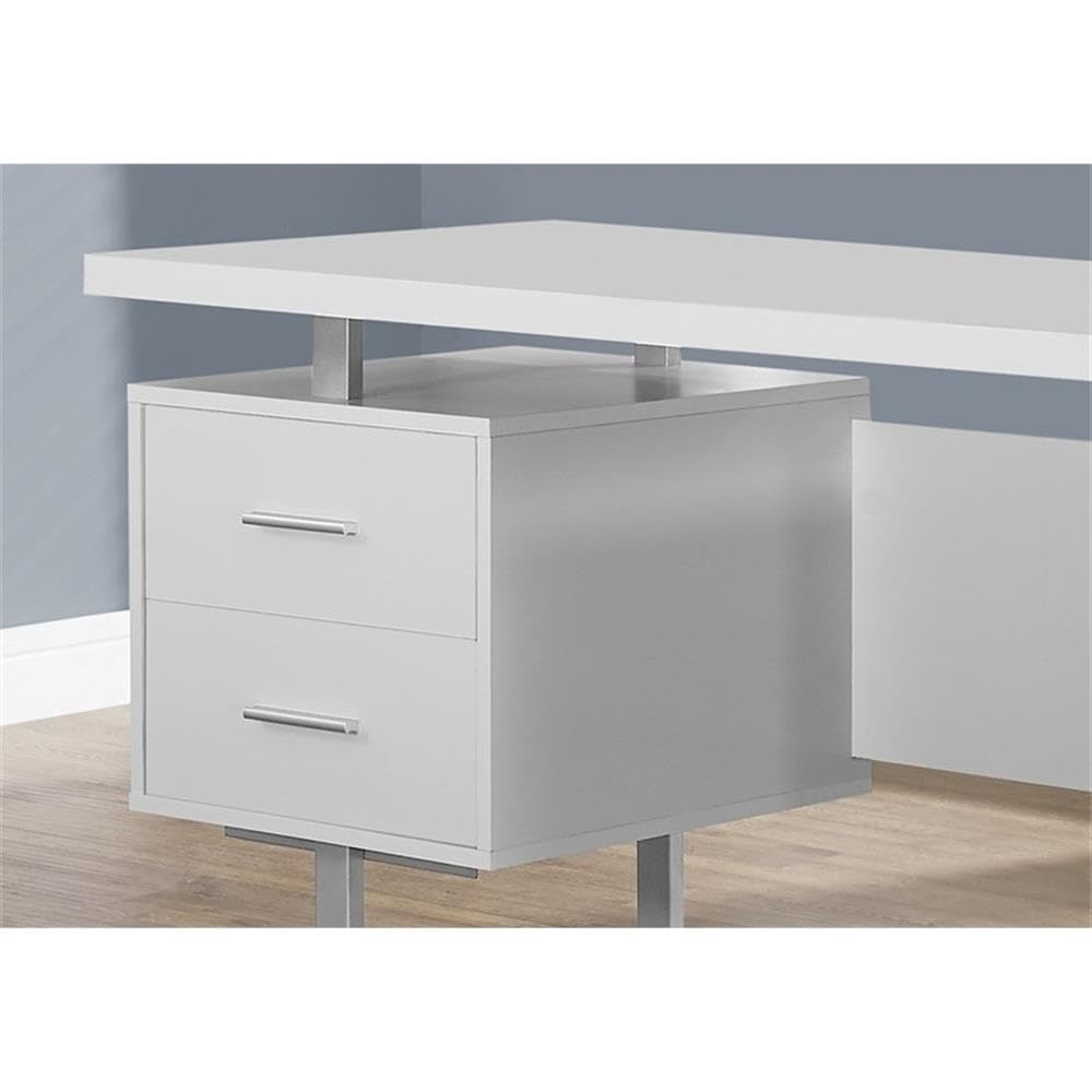 Pemberly Row 60 Inch White 3-Drawer Computer Desk - Home Office Writing Workstation for Small Spaces & Remote Work