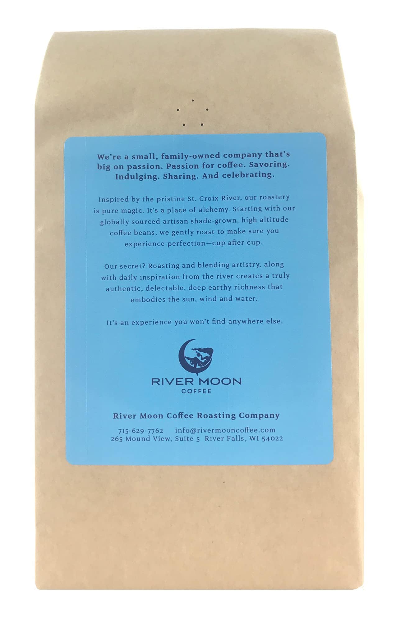 River Moon Coffee - Italian Style Medium Roast Espresso Beans, 5 lb Bag, Non-GMO, Direct Trade, 100% Arabica, Lucina Blend - Perfect for Home Brewing, Cafes & Gifts