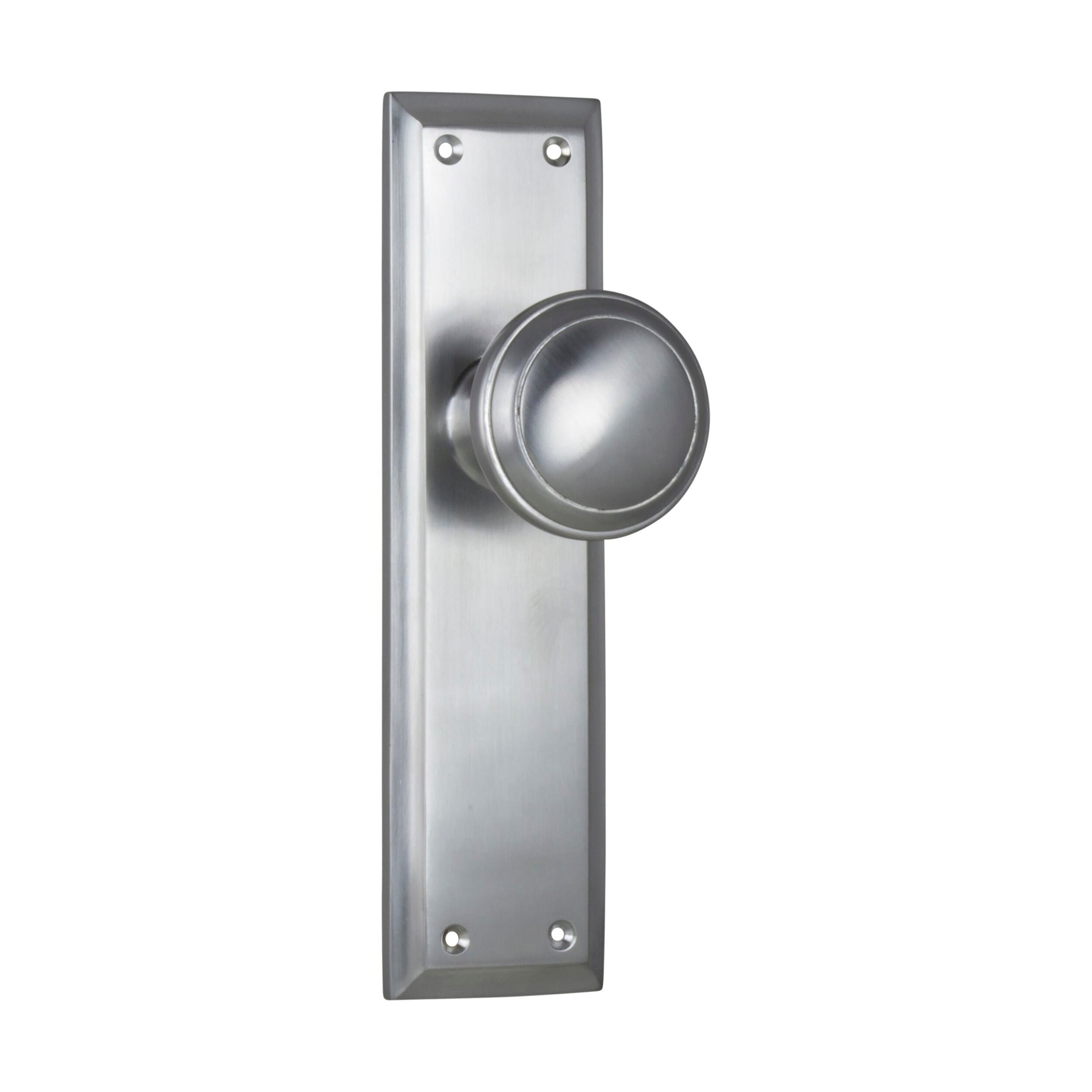Milton 0736 Door Knob Set - Satin Chrome Finish, H200xW50xP73mm - Perfect for Bedroom, Bathroom & Interior Doors - Durable & Stylish Hardware