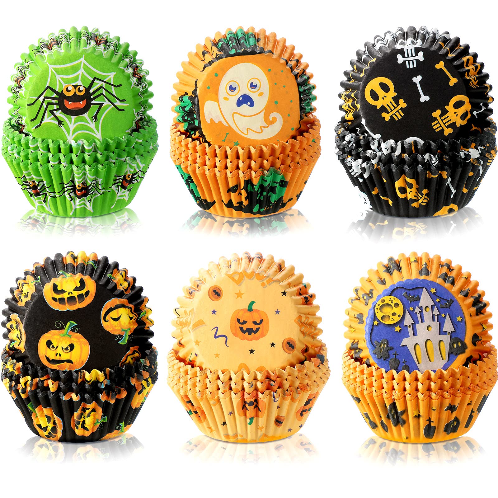600-Piece Halloween Cupcake Liners - Colorful Pumpkin & Donut Baking Cups, Disposable Paper Muffin Wrappers for Halloween & Birthday Parties - Perfect for Baking, Decorating & Party Favors