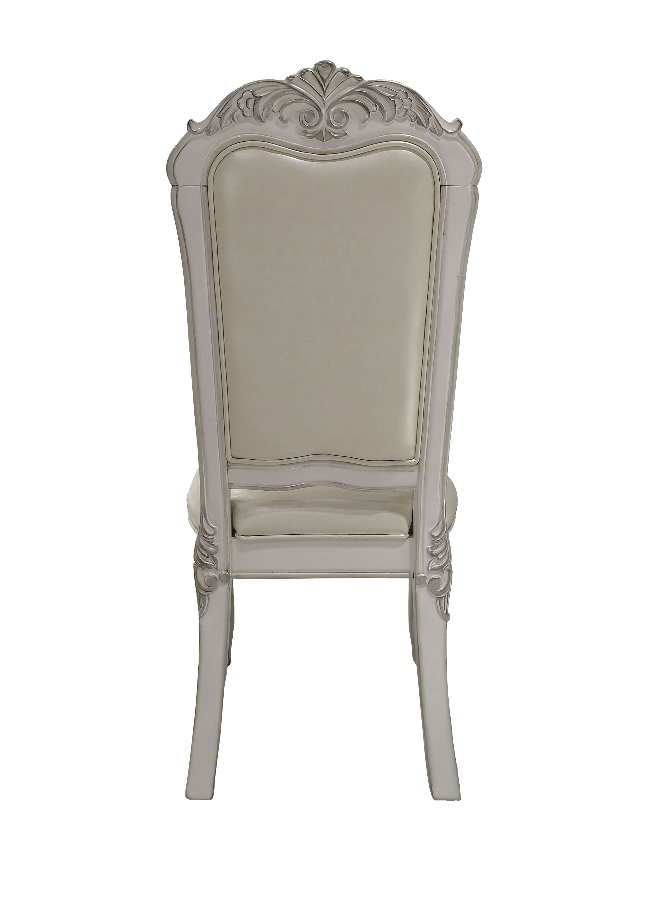 Dresden Modern Synthetic Leather & Fabric Side Chairs (Set of 2) - Bone White Finish - Perfect for Dining Room, Home Office & Small Spaces