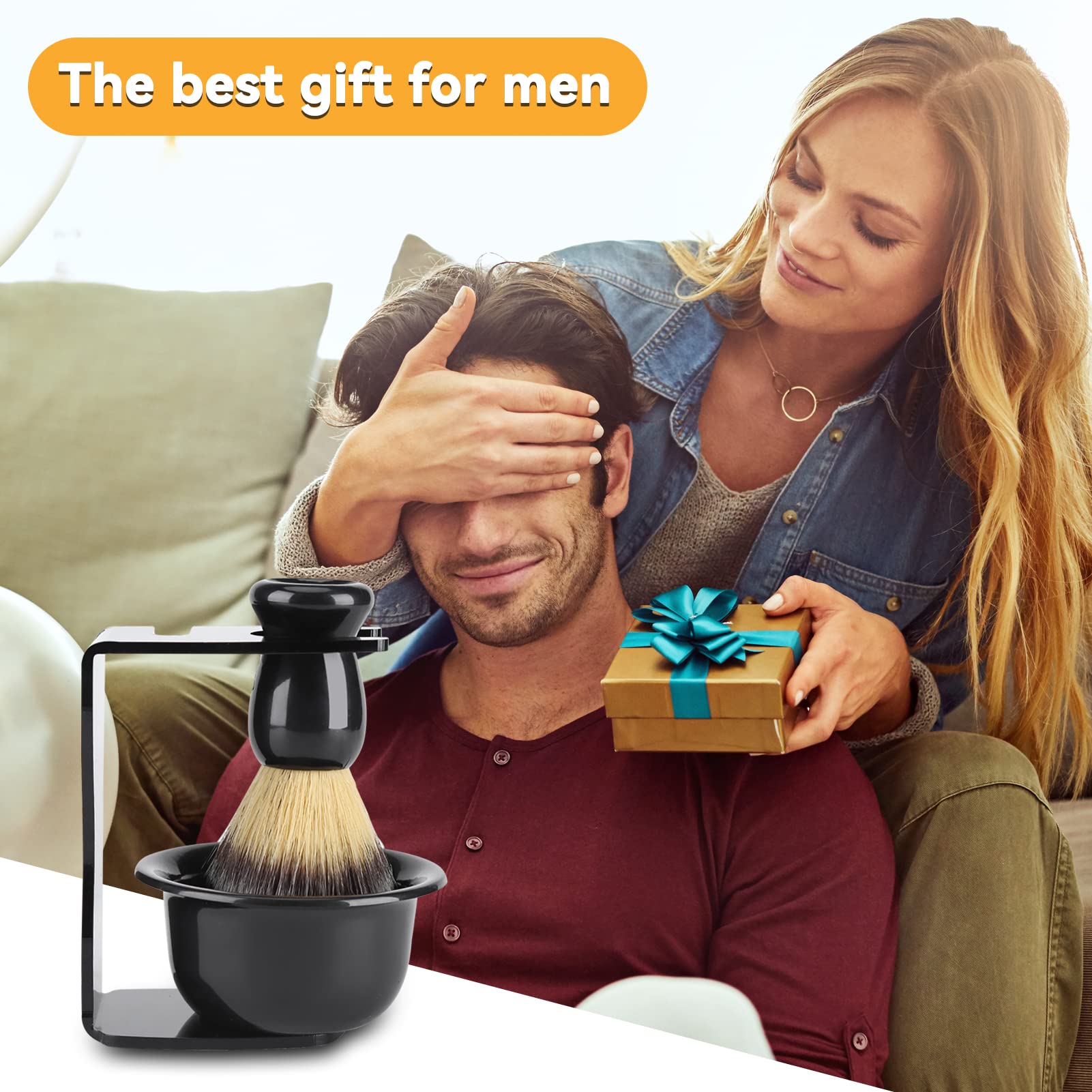 Premium Men's Shaving Kit - 3-in-1 Safety Razor Set with Shaving Brush, Bowl & Stand | Portable Travel Grooming Accessories for Smooth Shaving at Home or On The Go