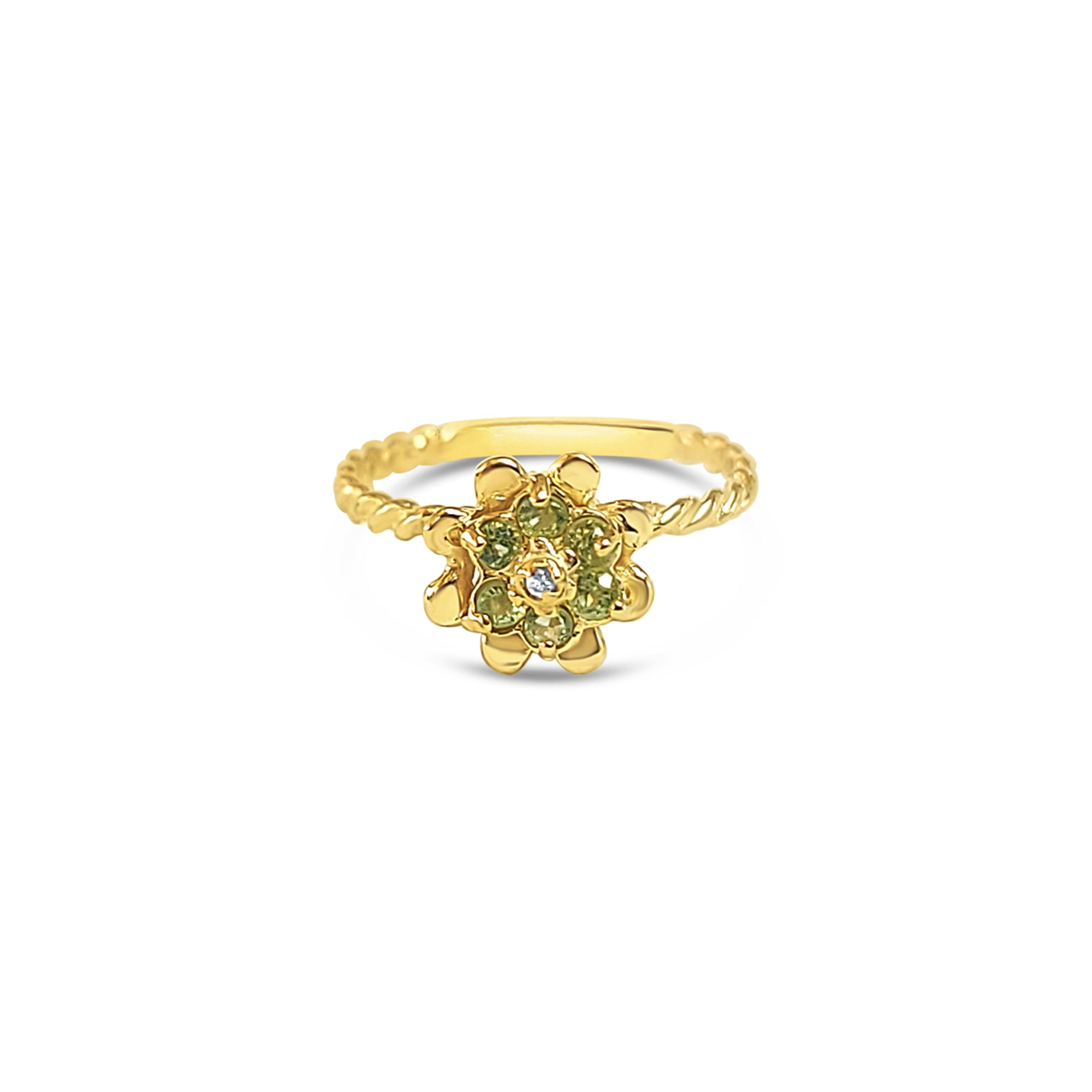 14K Yellow Gold Peridot Tulip Flower Ring for Women - Elegant Bohemian Jewelry for Weddings, Parties & Everyday Wear