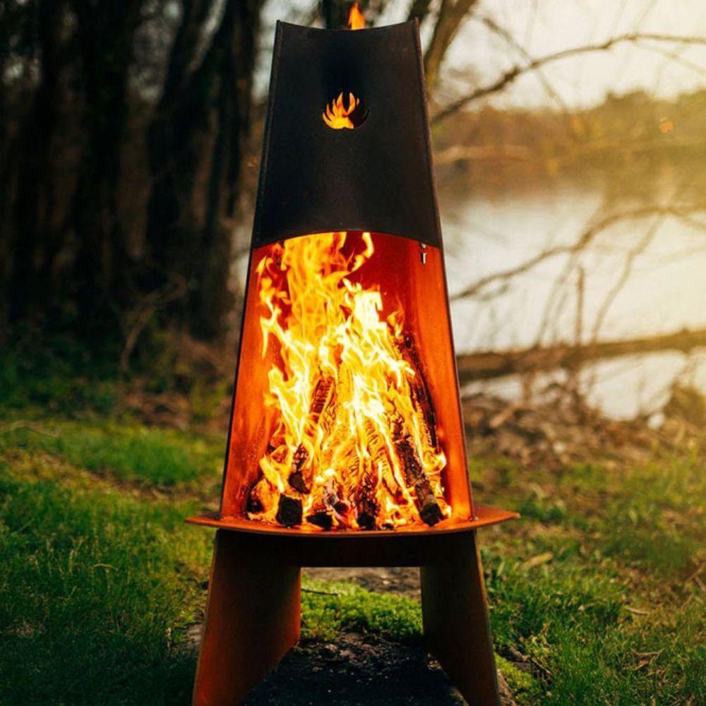 Vesuvius 21 Inch Handcrafted Carbon Steel Fire Pit - Outdoor Patio & Backyard Fire Bowl for Camping, Garden & Deck Gatherings