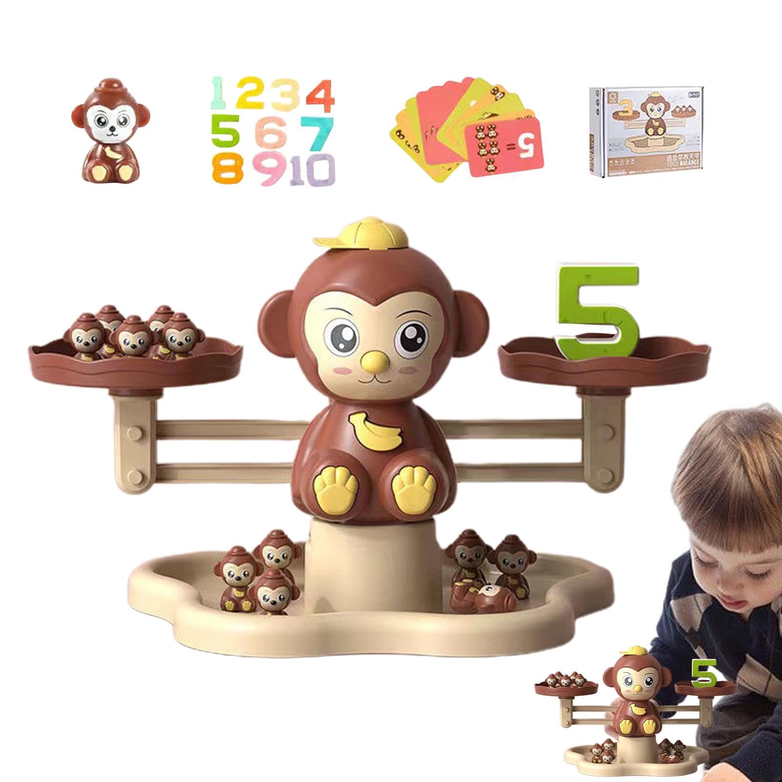 Monkey Balance Math Game for Kids Ages 3-5 - Fun Educational STEM Learning Toy for Preschool Boys & Girls - Counting & Number Skills Development - Perfect for Classroom & Homeschool Math Activities